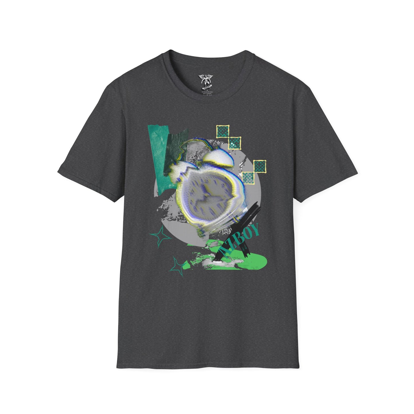 Abstract Green Collage T-Shirt — Modern Circular Graphic Tee