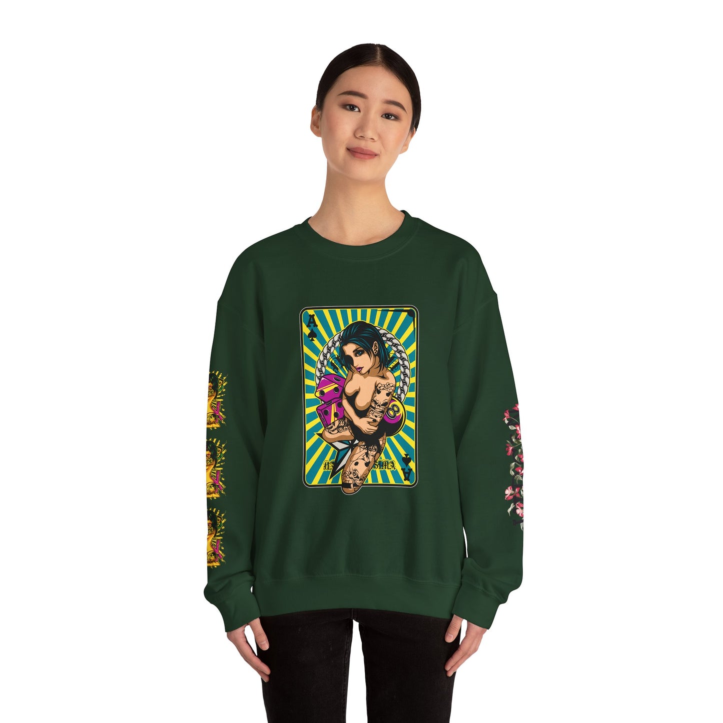 Vintage Tattoo Art Crewneck Sweatshirt - Retro Graphic Design for Art Lovers