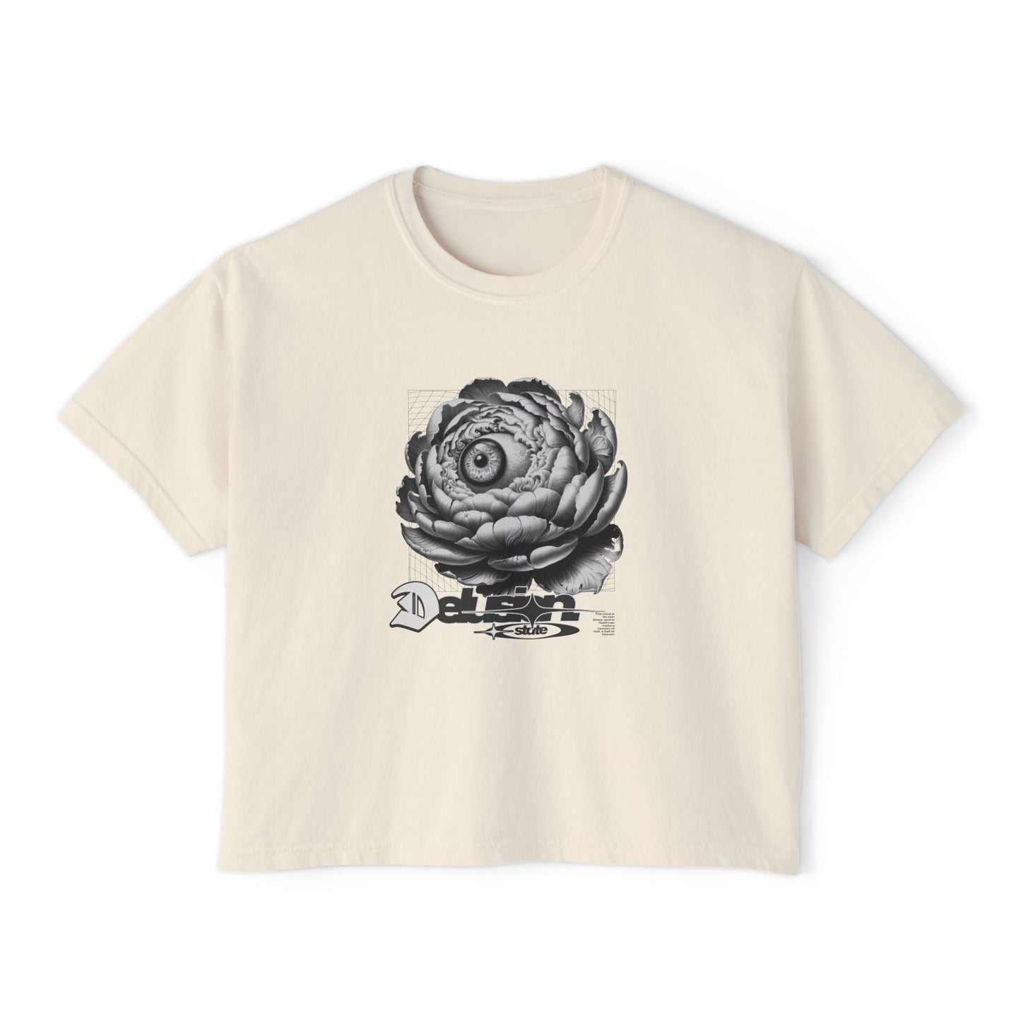 Artistic Floral Boxy Tee for Women, Casual Summer T-Shirt, Boho Top