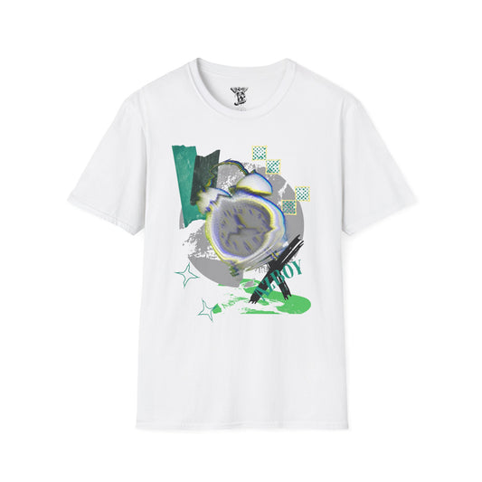 Abstract Green Collage T-Shirt — Modern Circular Graphic Tee