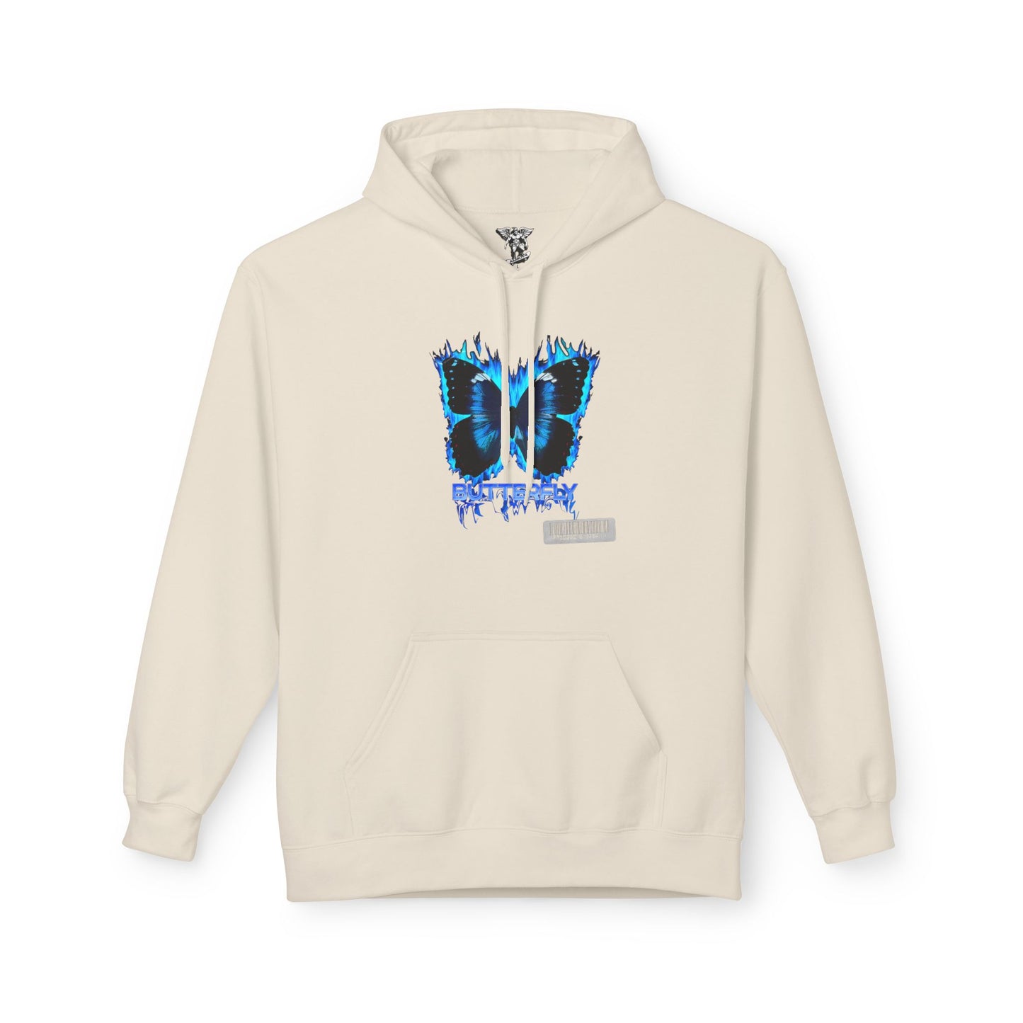 Butterfly Blue Artsy Fleece Hoodie — Artistic Butterfly Design