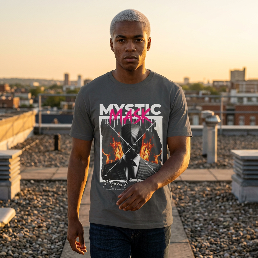Unisex Tee with 'MASK' Design - Halloween Movie Night Costume Shirt