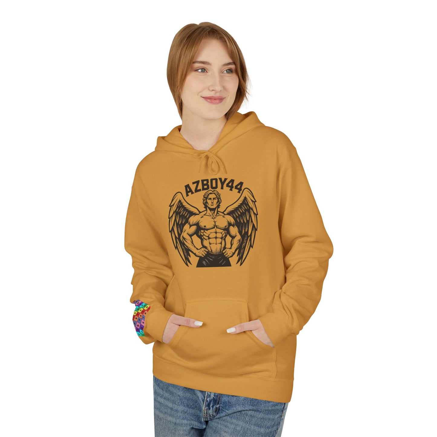 Graphic Fleece Hoodie - Winged Strength Design, Cozy Casual Wear for Him/Her