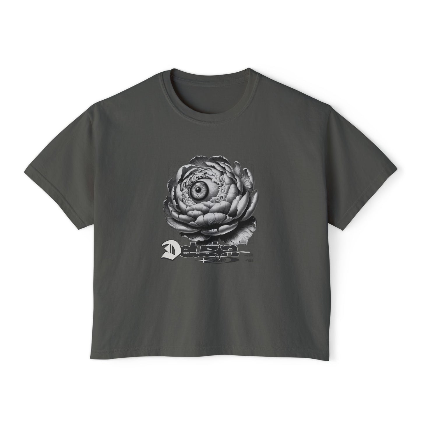 Artistic Floral Boxy Tee for Women, Casual Summer T-Shirt, Boho Top