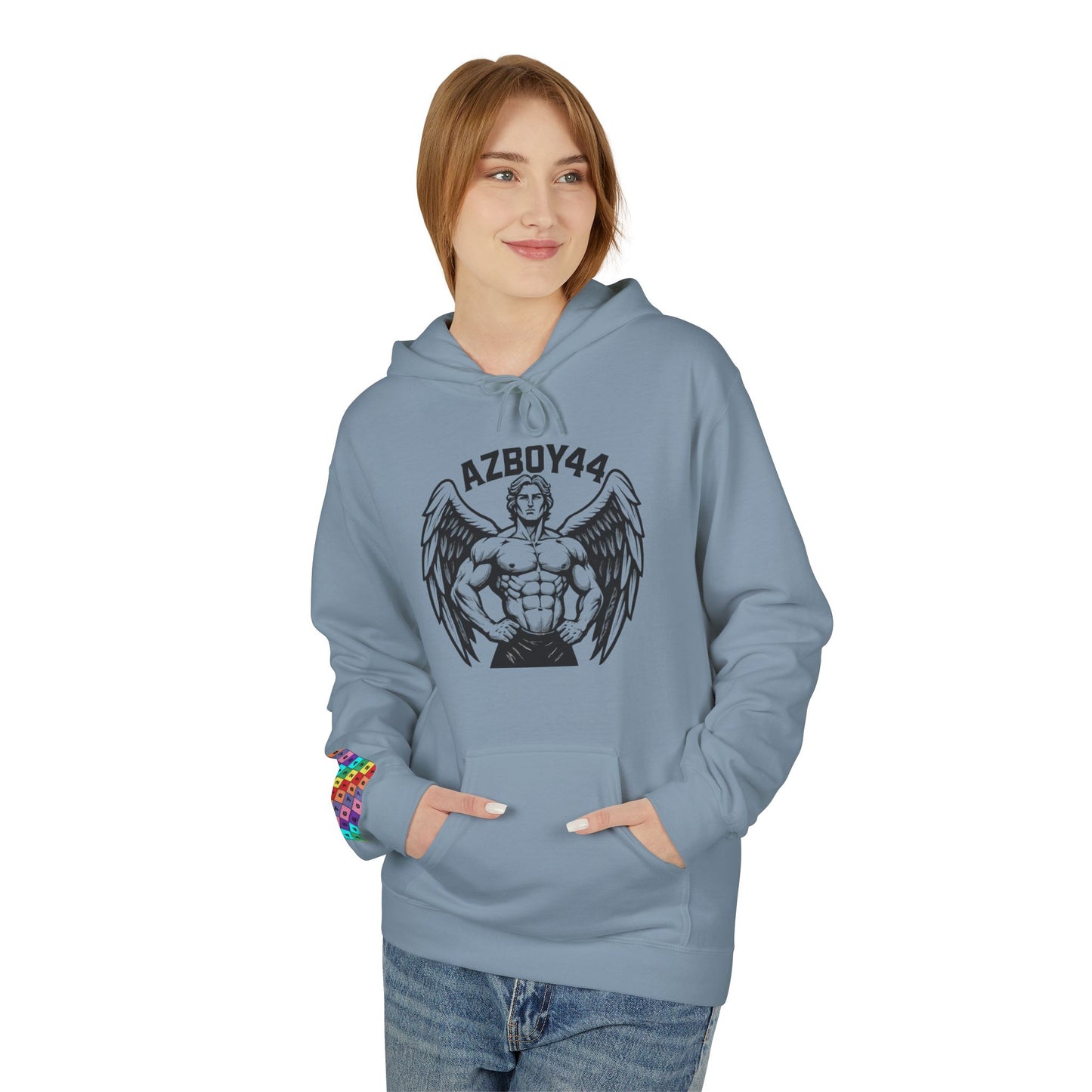 Graphic Fleece Hoodie - Winged Strength Design, Cozy Casual Wear for Him/Her
