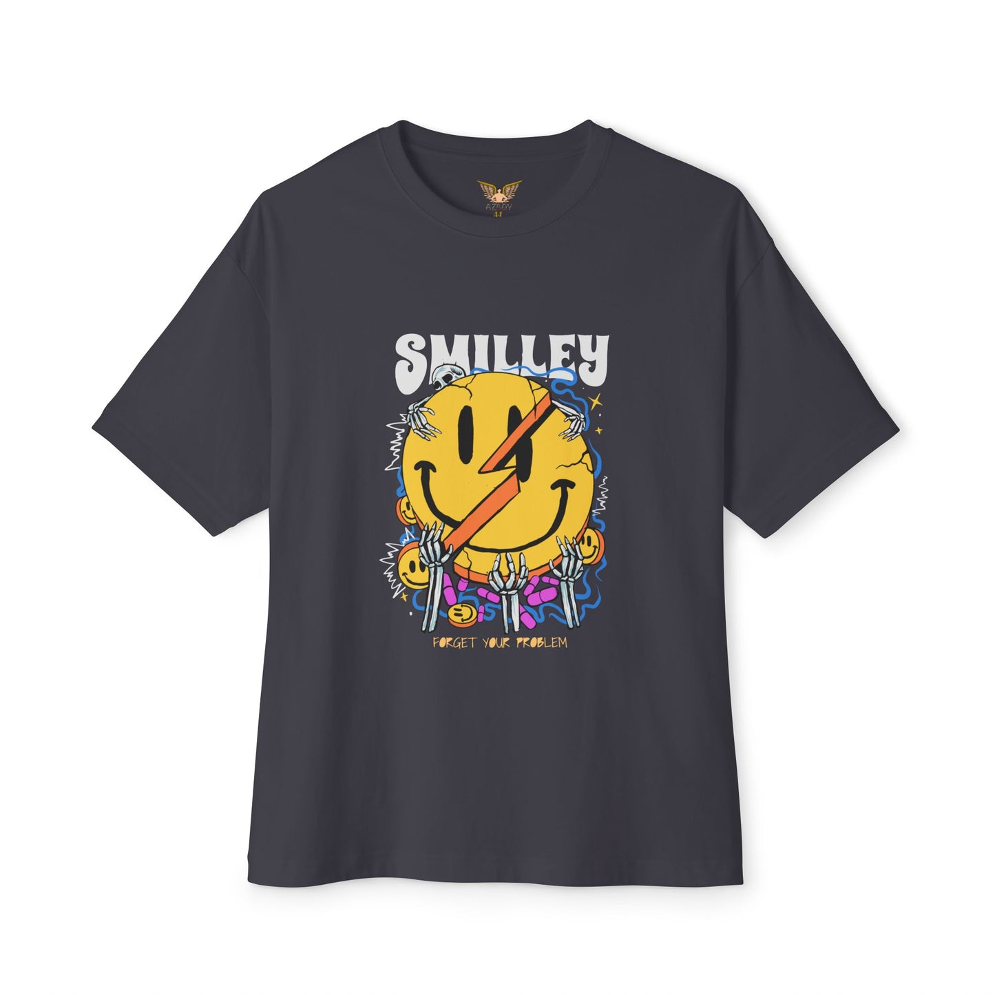Smiley Graphic Oversized Tee - Casual Streetwear Unisex T-Shirt