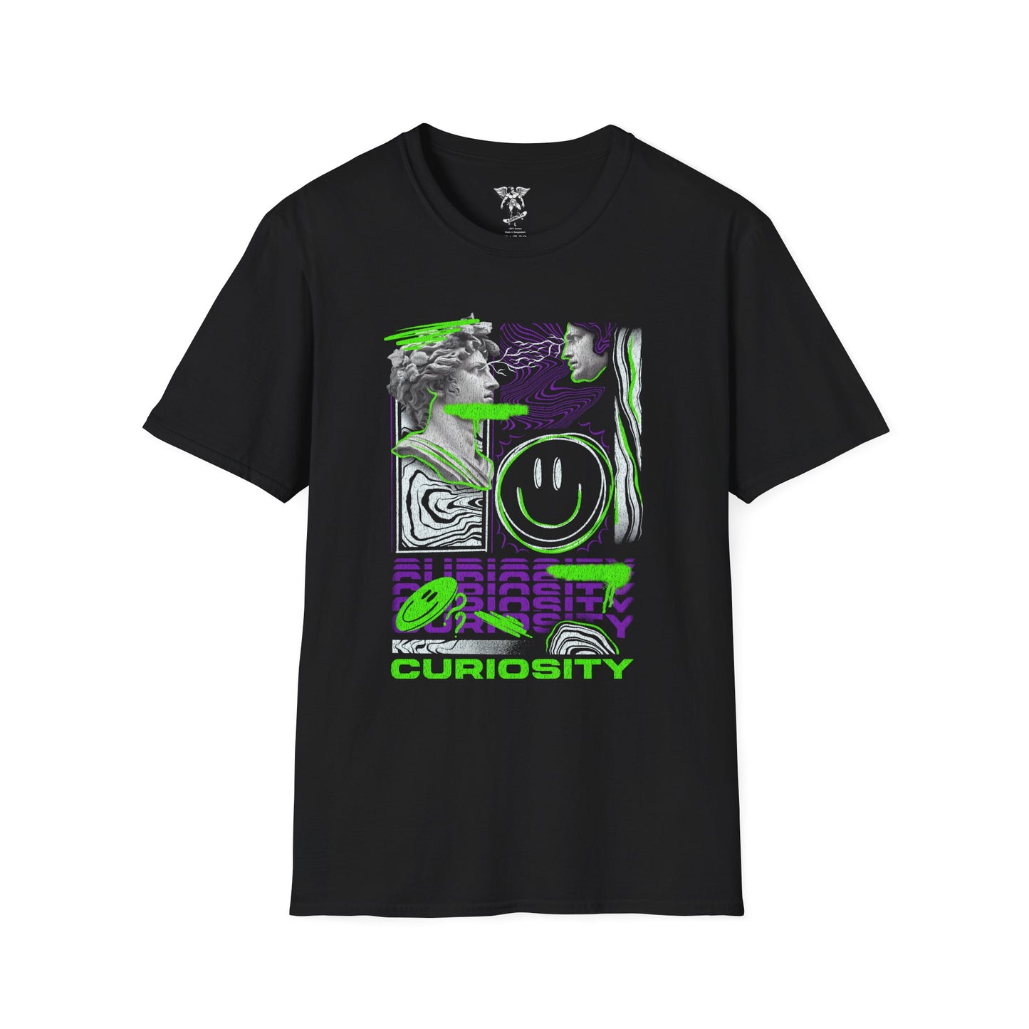 Neon Retro Smile Face T-Shirt — Curiosity Vibe Graphic Tee