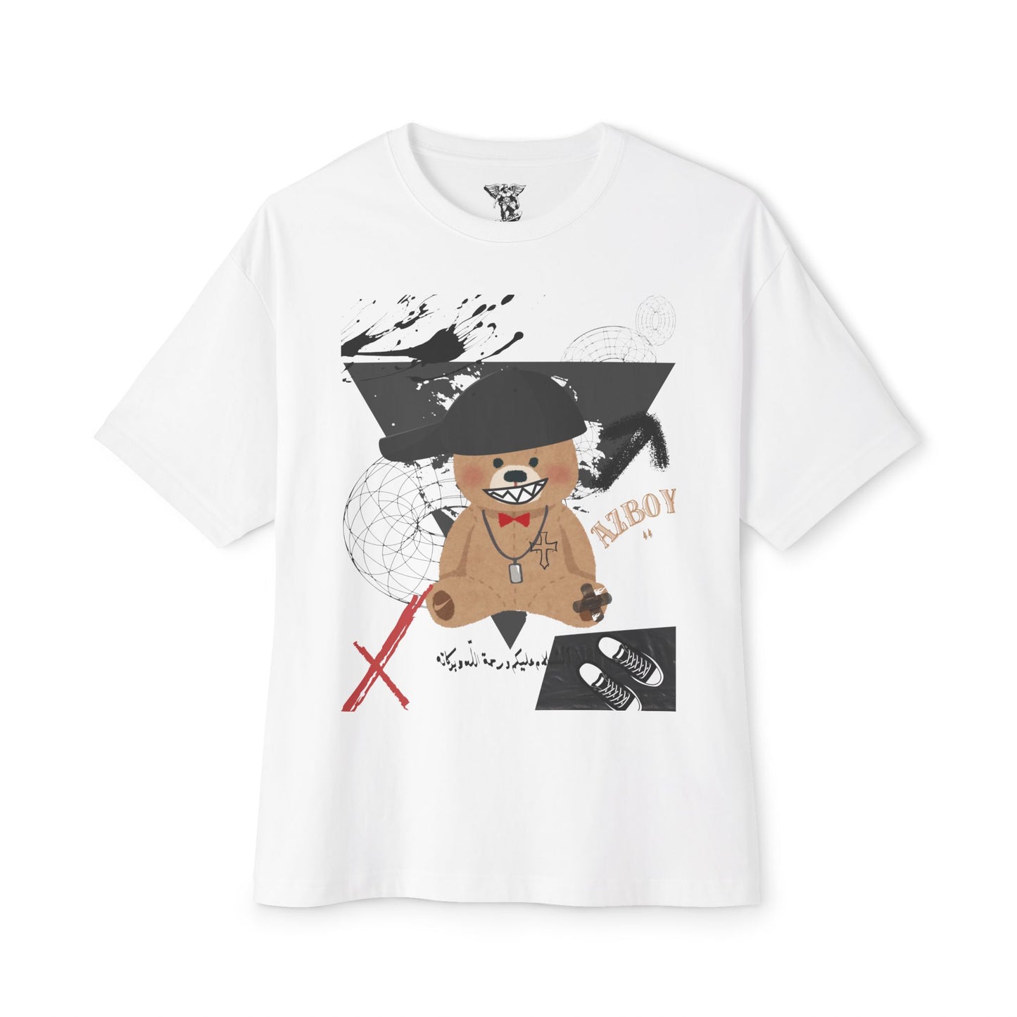 Whimsical Bear Oversized Tee — Cute Bear Graphic Boxy T-Shirt