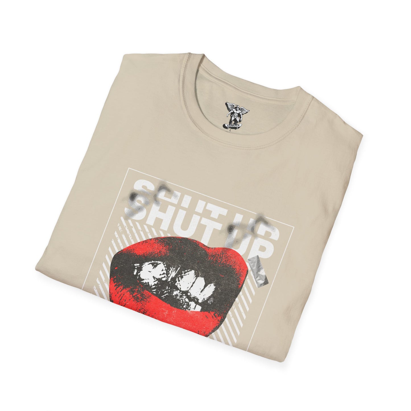 Retro Pop Art 'Shut Up & Be Quiet' T-Shirt - Red Lips Graphic Tee
