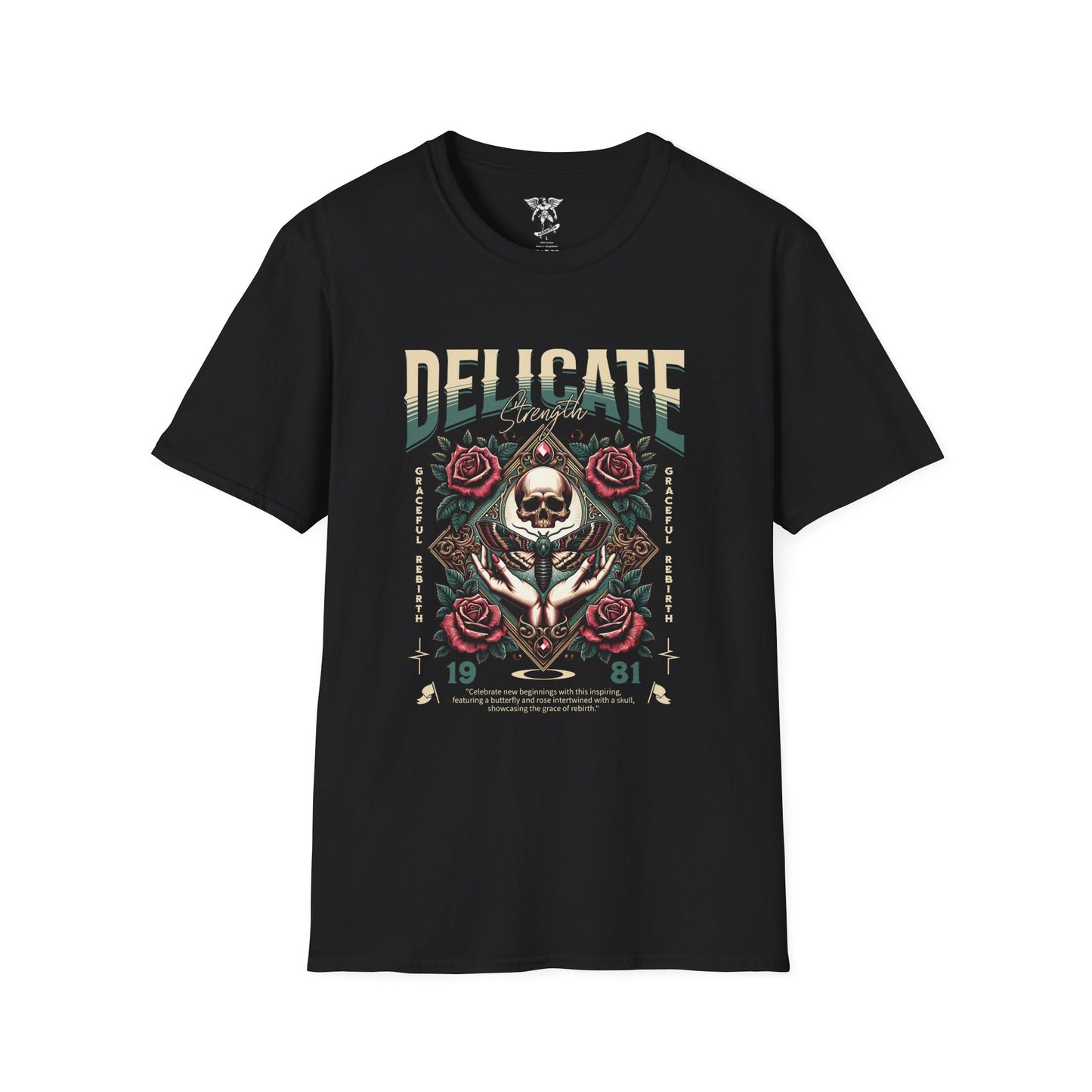 Delicate Skull & Rose Graphic Tee (Vintage Gothic 1981)