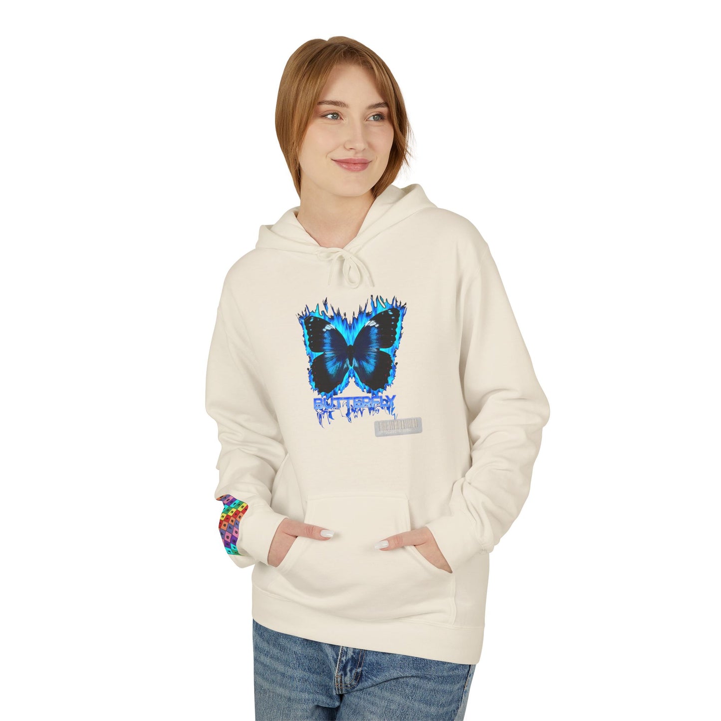 Butterfly Blue Artsy Fleece Hoodie
