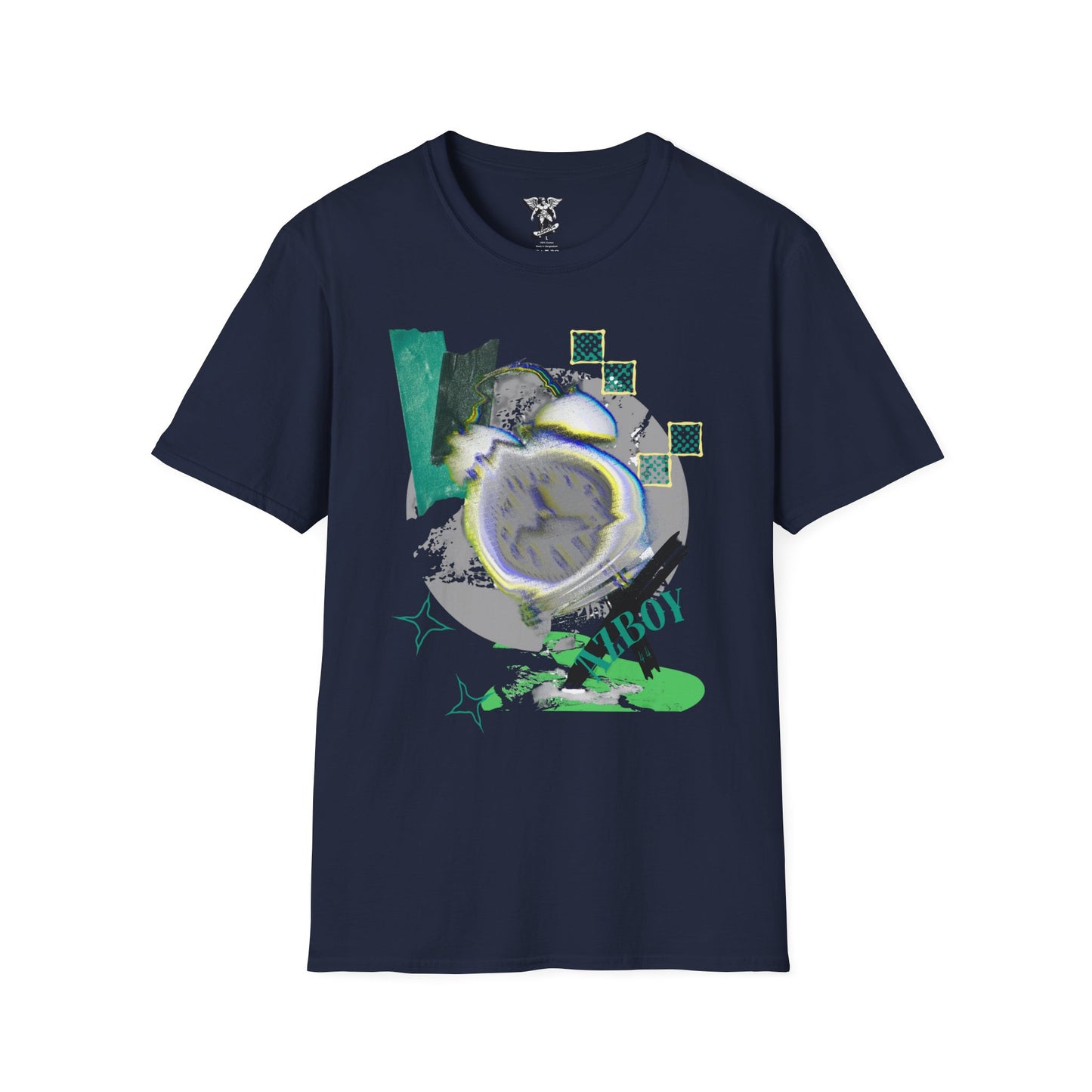 Abstract Green Collage T-Shirt — Modern Circular Graphic Tee