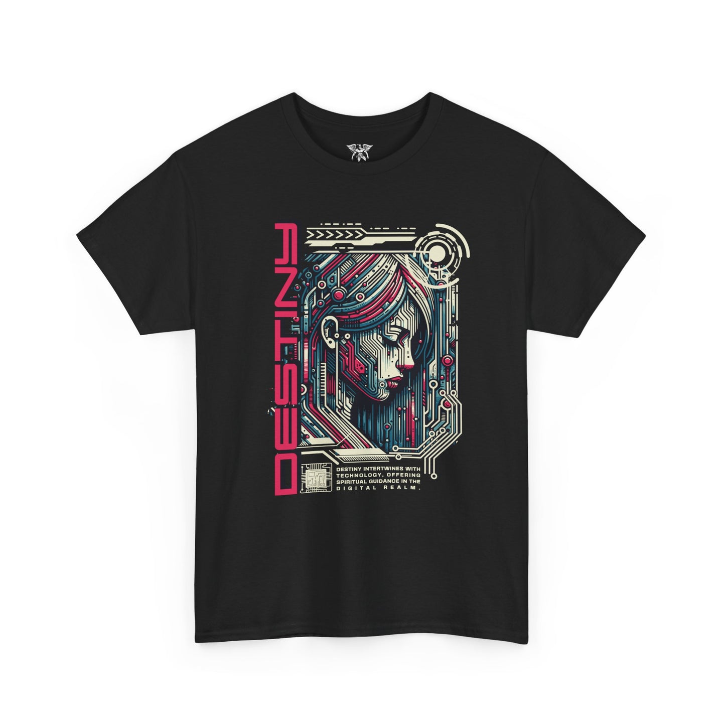 Cyberpunk 'Designz' Graphic Tee — Futuristic Tech Girl T-Shirt