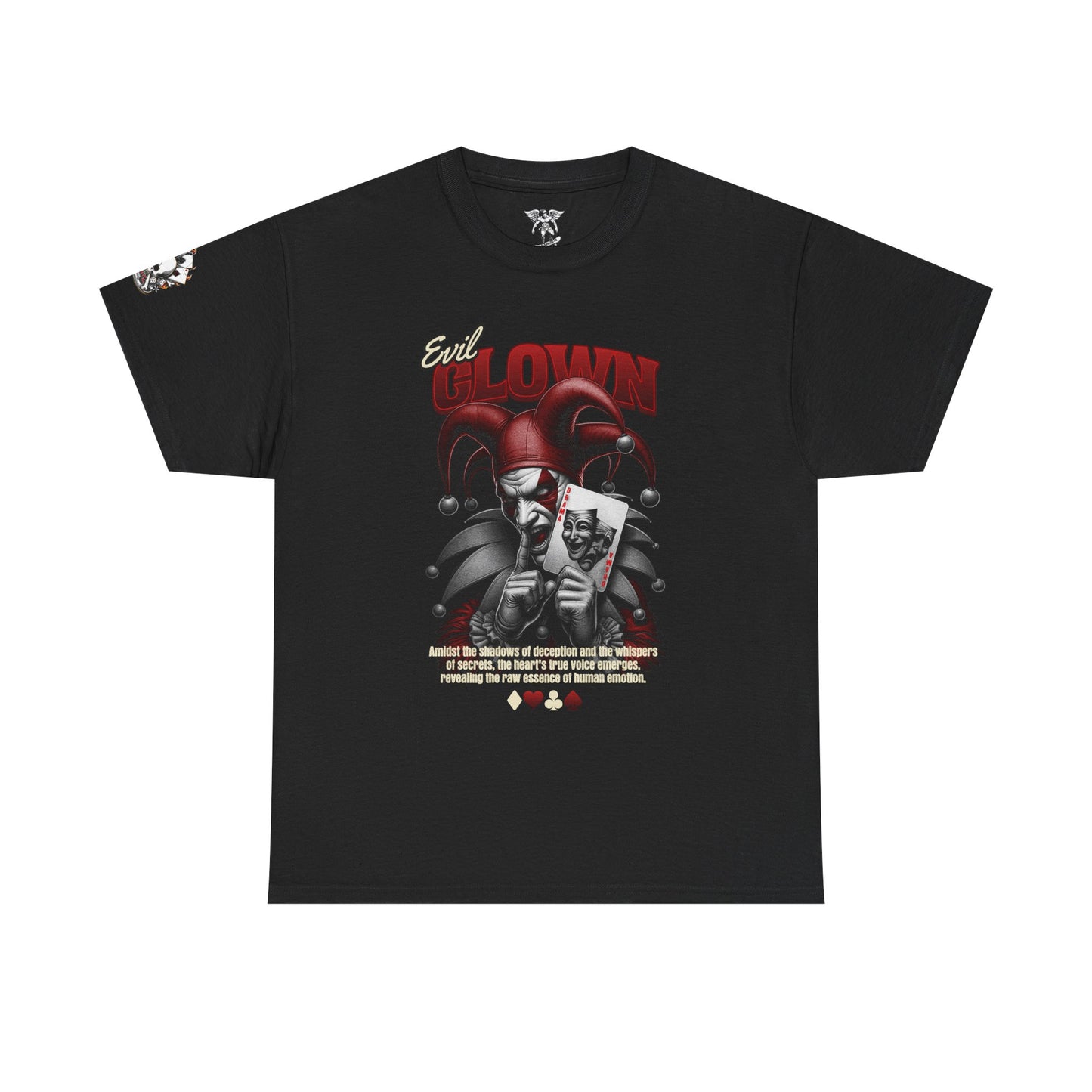 Evil Clown Joker Skull Playing Card T‑Shirt