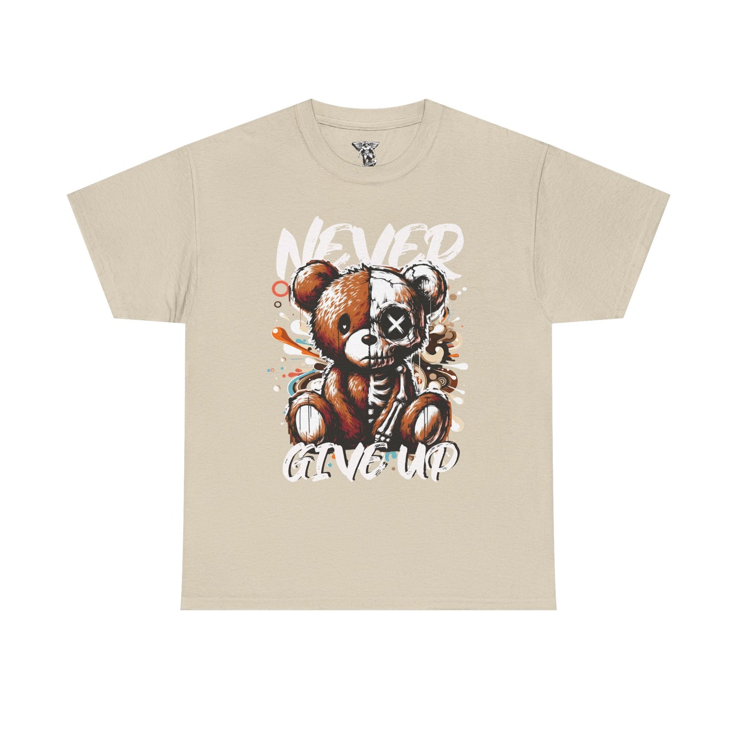 Never Give Up Teddy Tee — Motivational T-Shirt