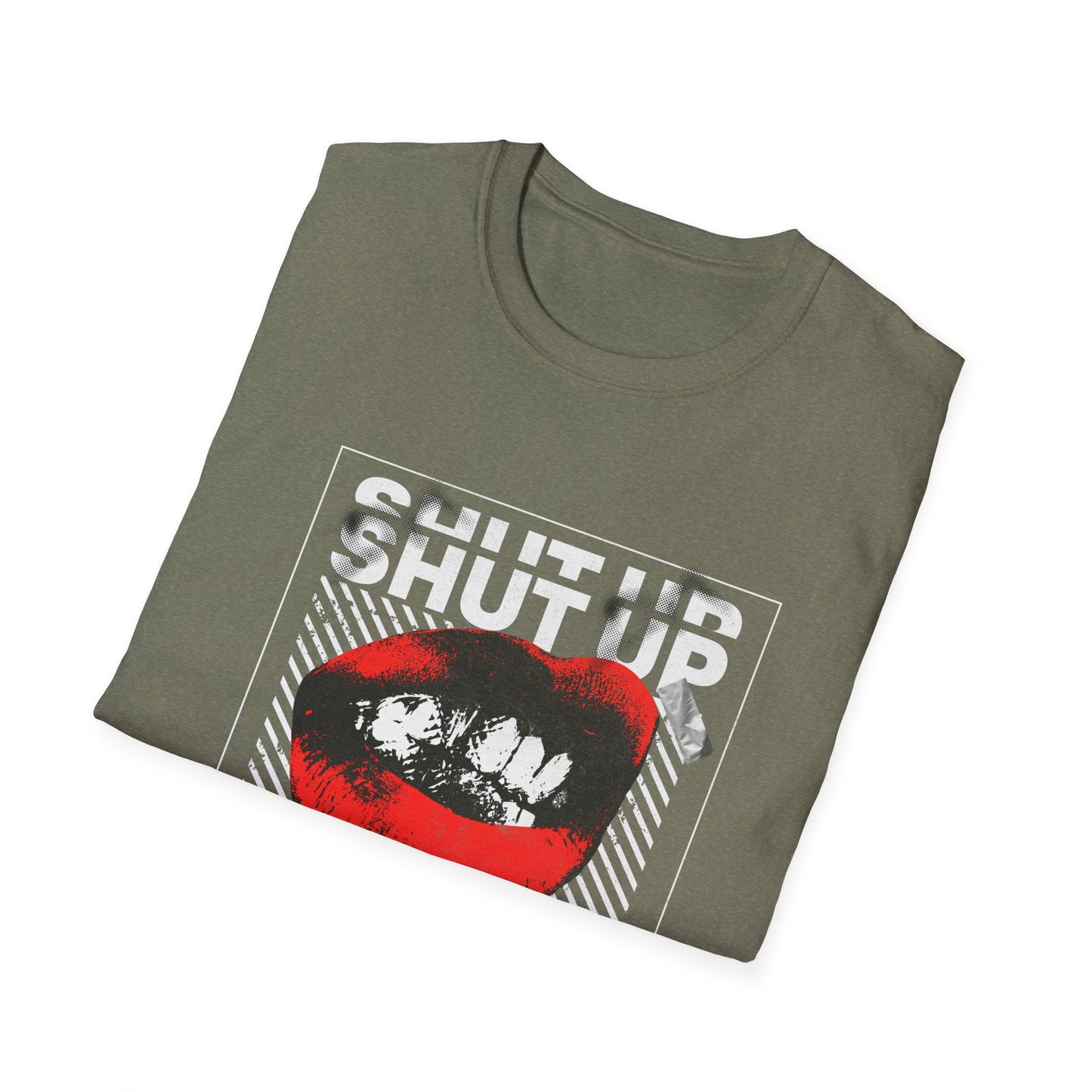 Retro Pop Art 'Shut Up & Be Quiet' T-Shirt - Red Lips Graphic Tee