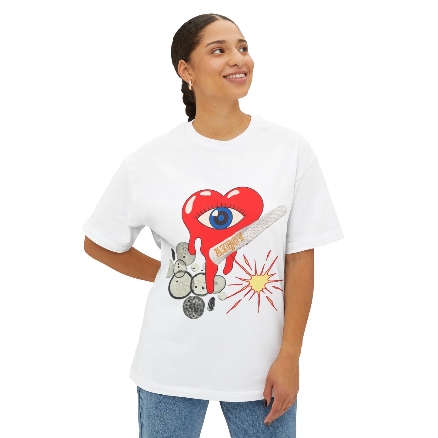 Oversized Tee Red Heart Eyes AZBOY44 Design