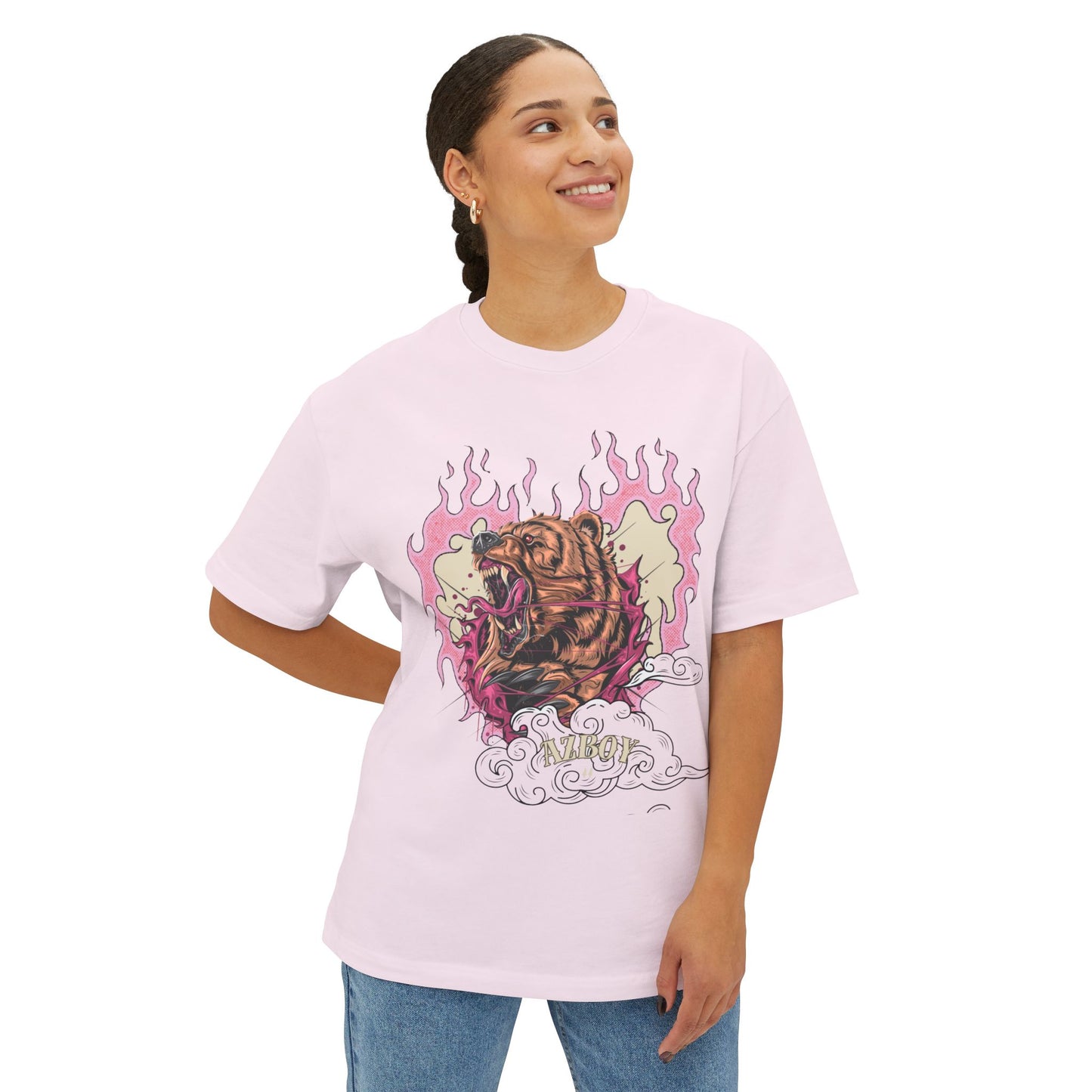 AZBOY44 Heart Bear Oversized Tee