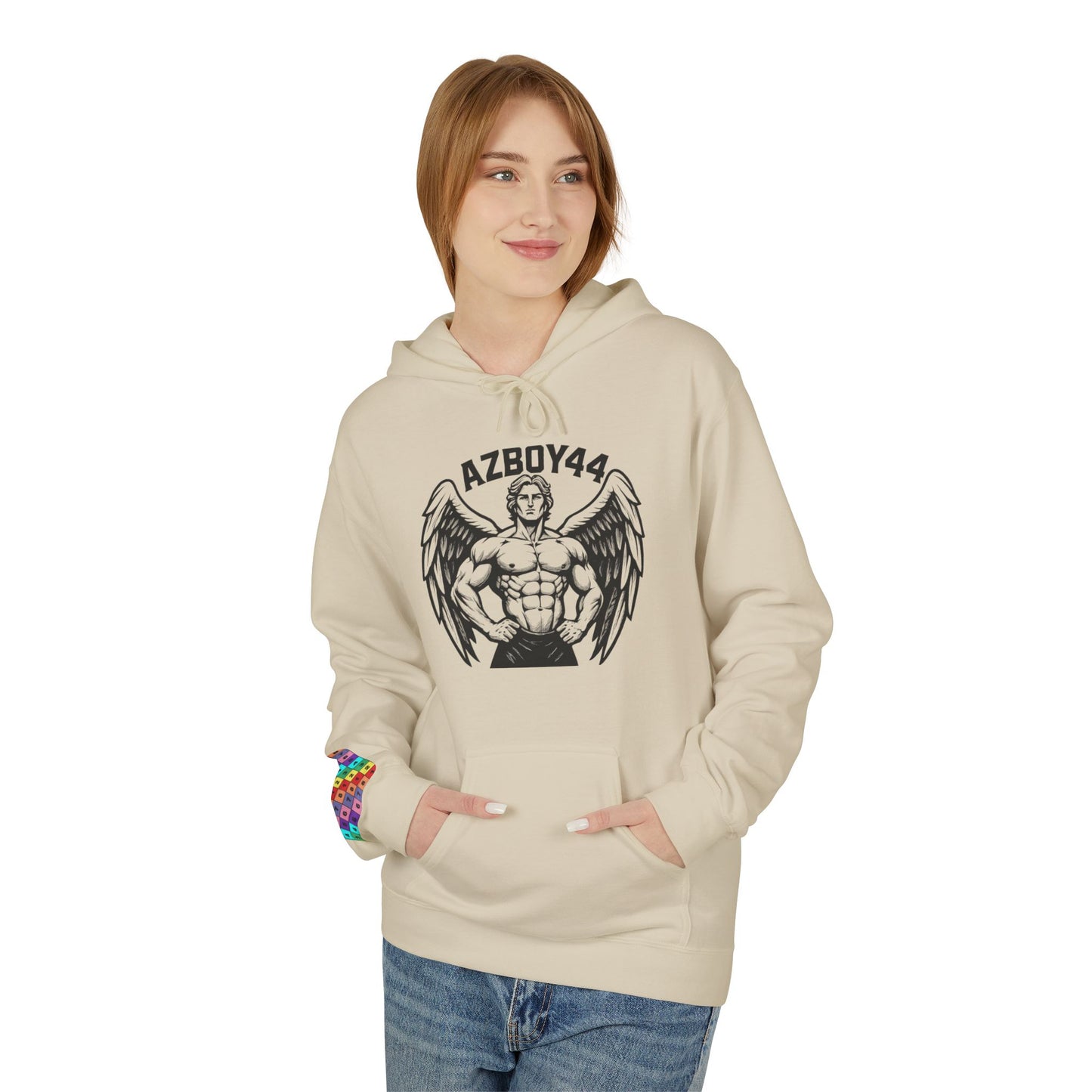 Graphic Fleece Hoodie - Winged Strength Design, Cozy Casual Wear for Him/Her