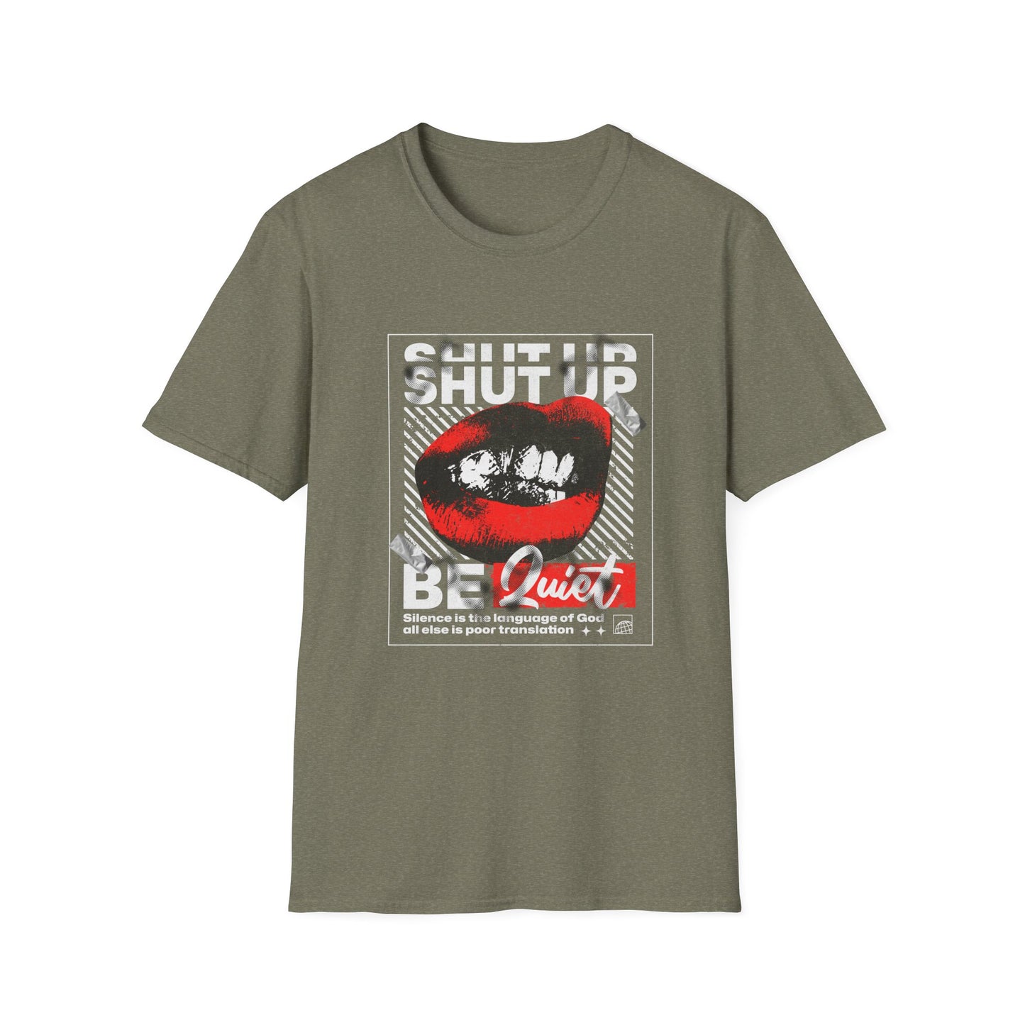 Retro Pop Art 'Shut Up & Be Quiet' T-Shirt - Red Lips Graphic Tee