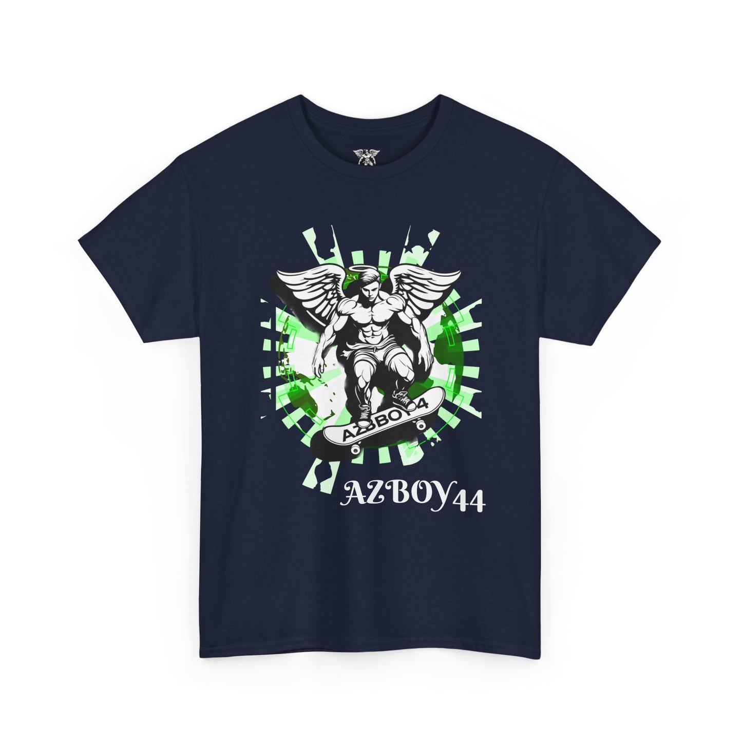 Angel Skateboard Tee — Green Grunge Winged Rider