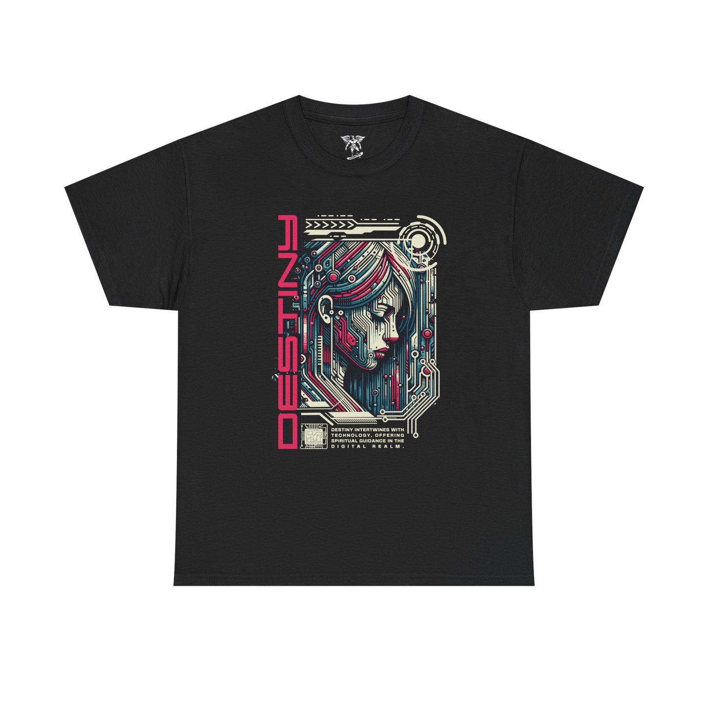 Cyberpunk 'Designz' Graphic Tee — Futuristic Tech Girl T-Shirt