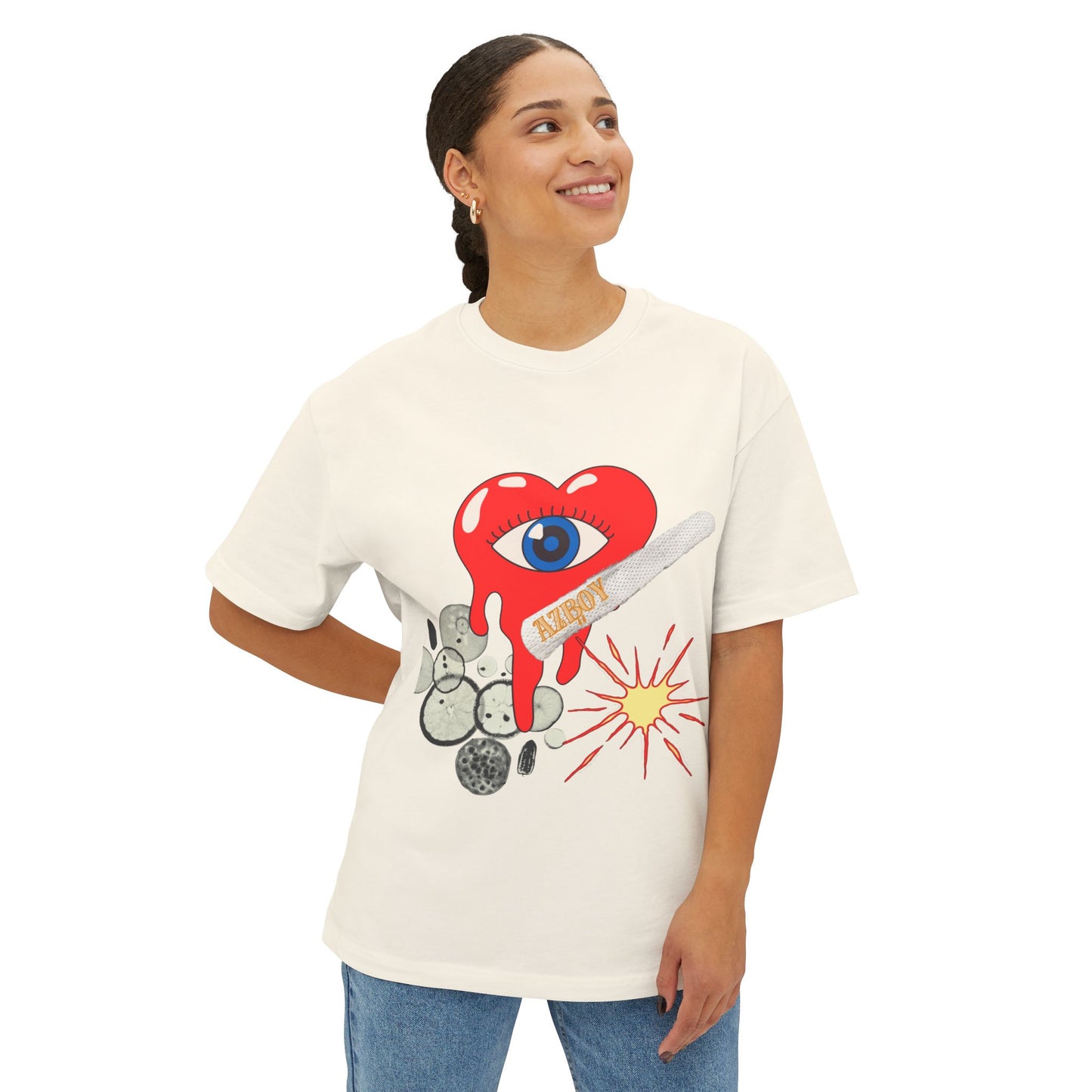 Oversized Tee Red Heart Eyes AZBOY44 Design