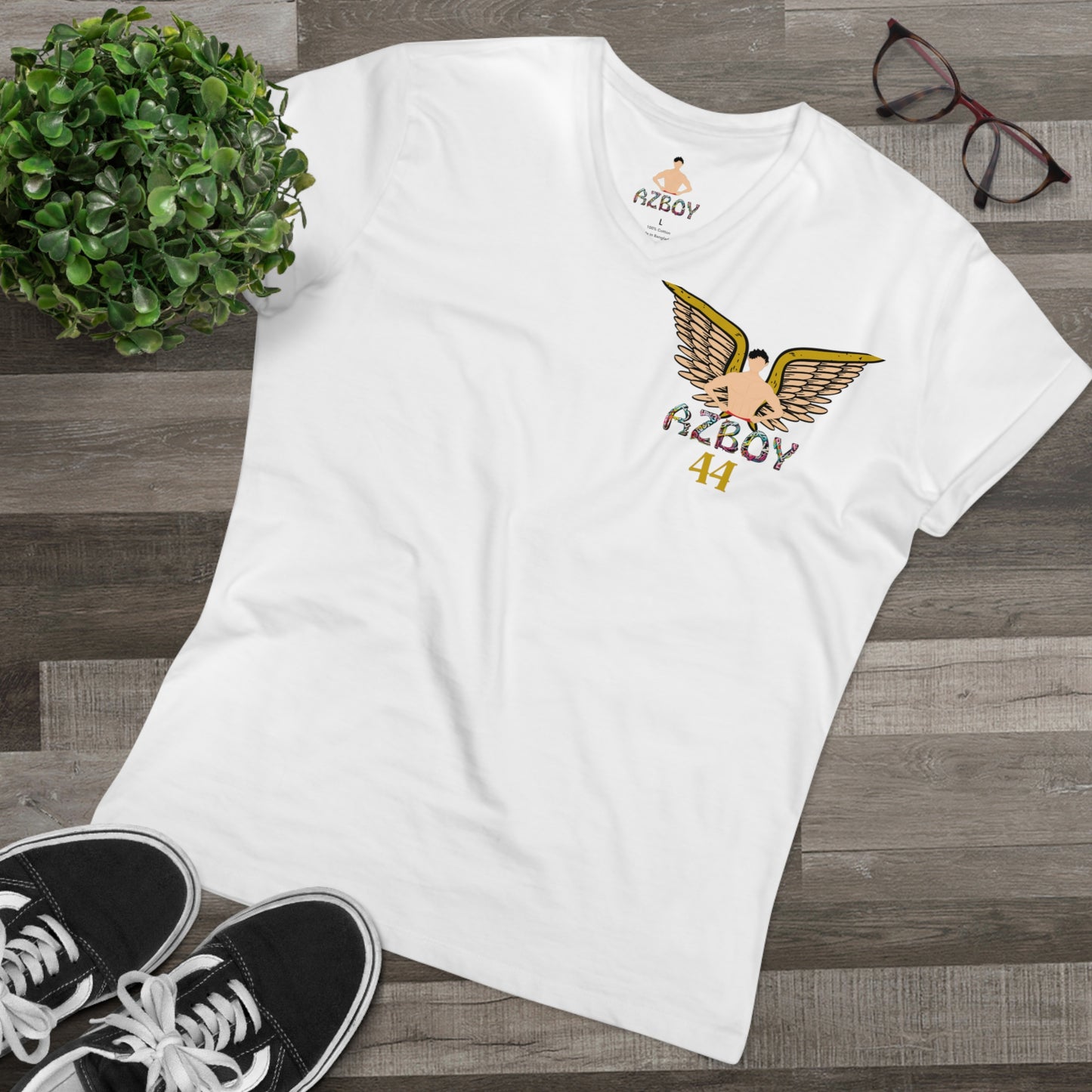 V-neck T-shirt AZBOY44 Angel Wings Men's Presenter