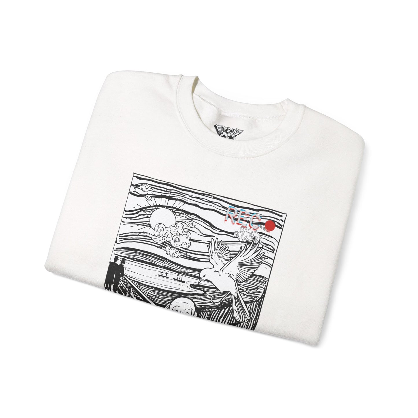 Crewneck Sweatshirt — Graphic 'The Scream' Illustration with Sleeve Art