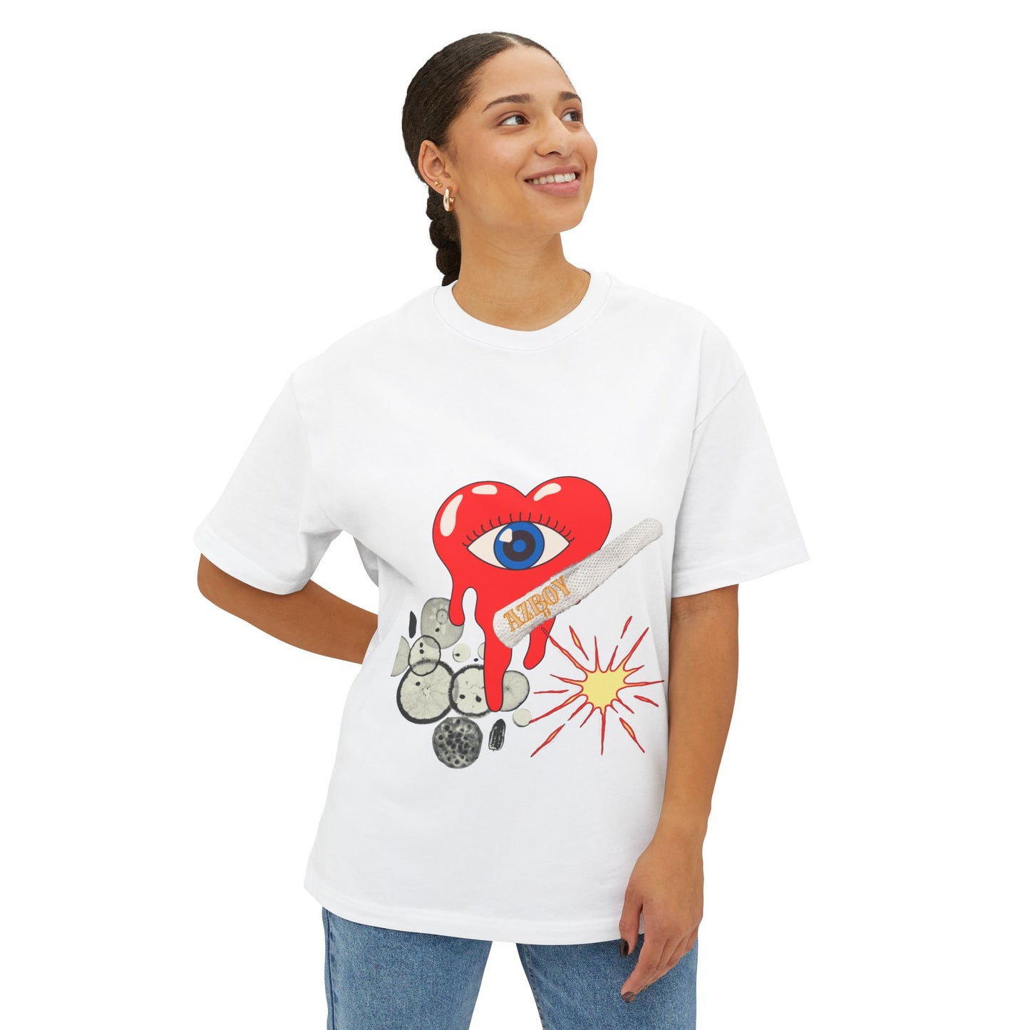 Oversized Tee Red Heart Eyes AZBOY44 Design