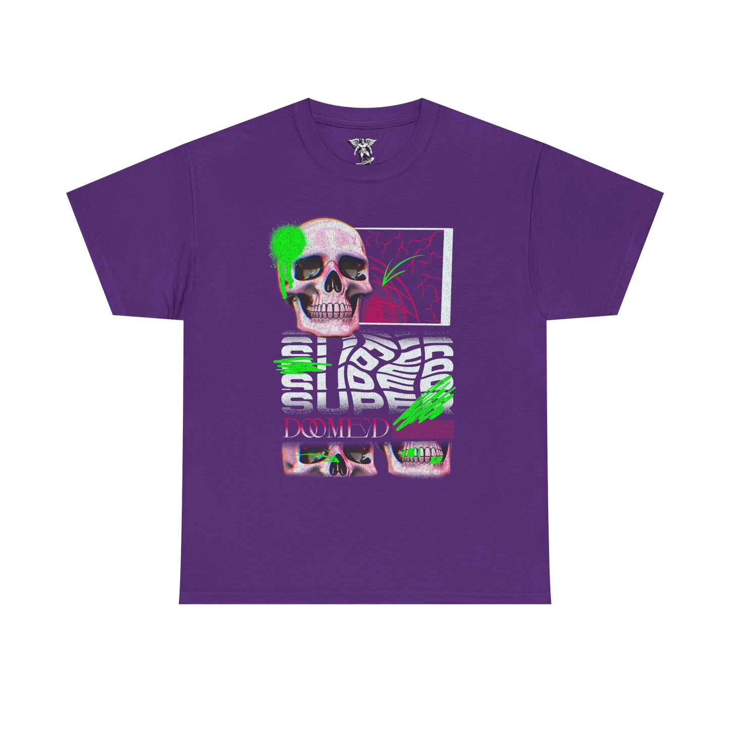 Doomed Skull Neon Cyberpunk Horror T-Shirt