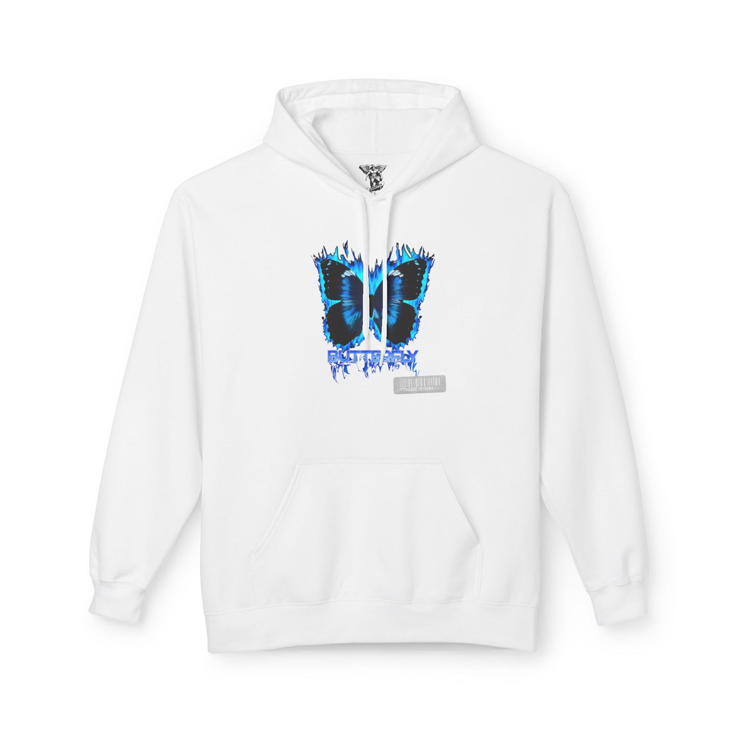 Butterfly Blue Artsy Fleece Hoodie — Artistic Butterfly Design