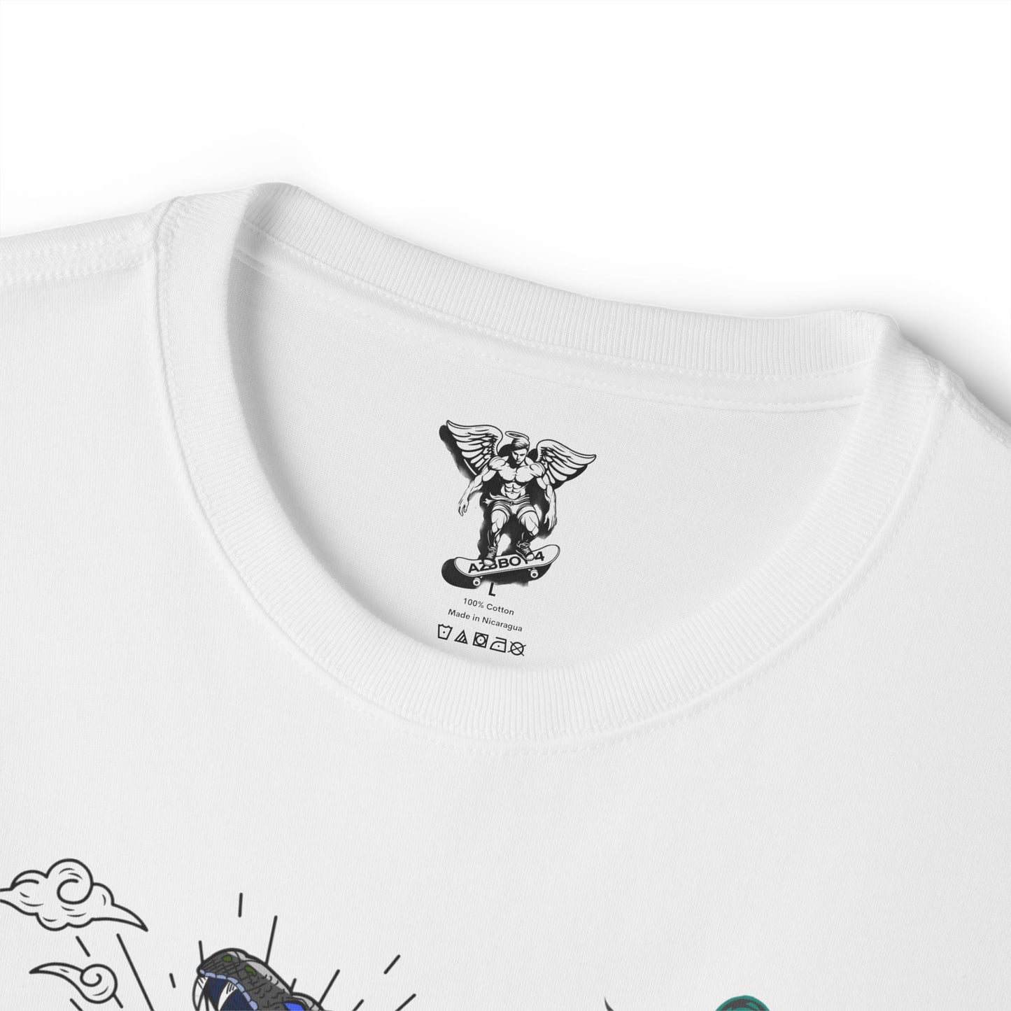 Serpent & Rose Graphic Tee — Japanese Script Oversized Boxy T-Shirt