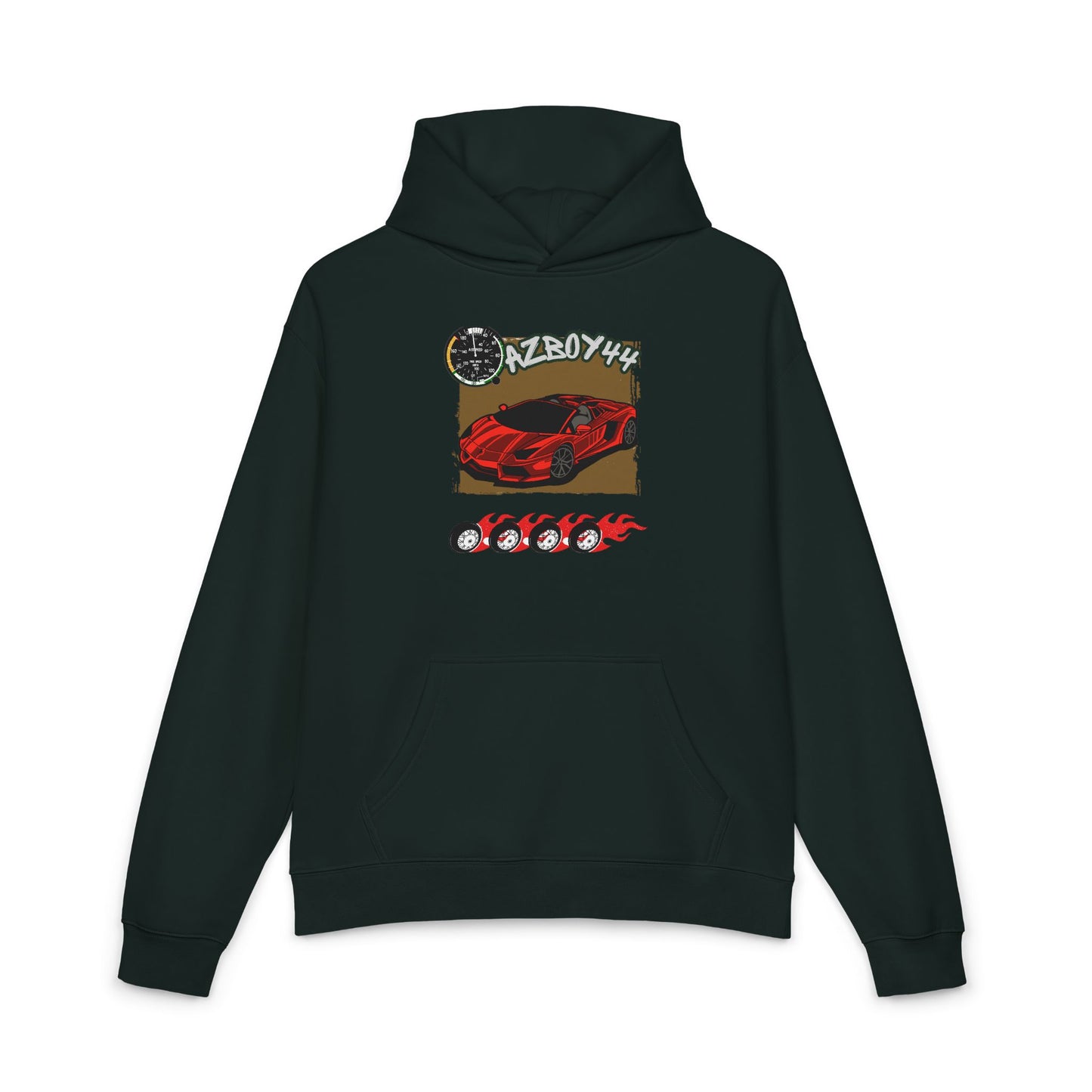 Racing Car Graphic Hoodie — Retro Red Sports Car Design