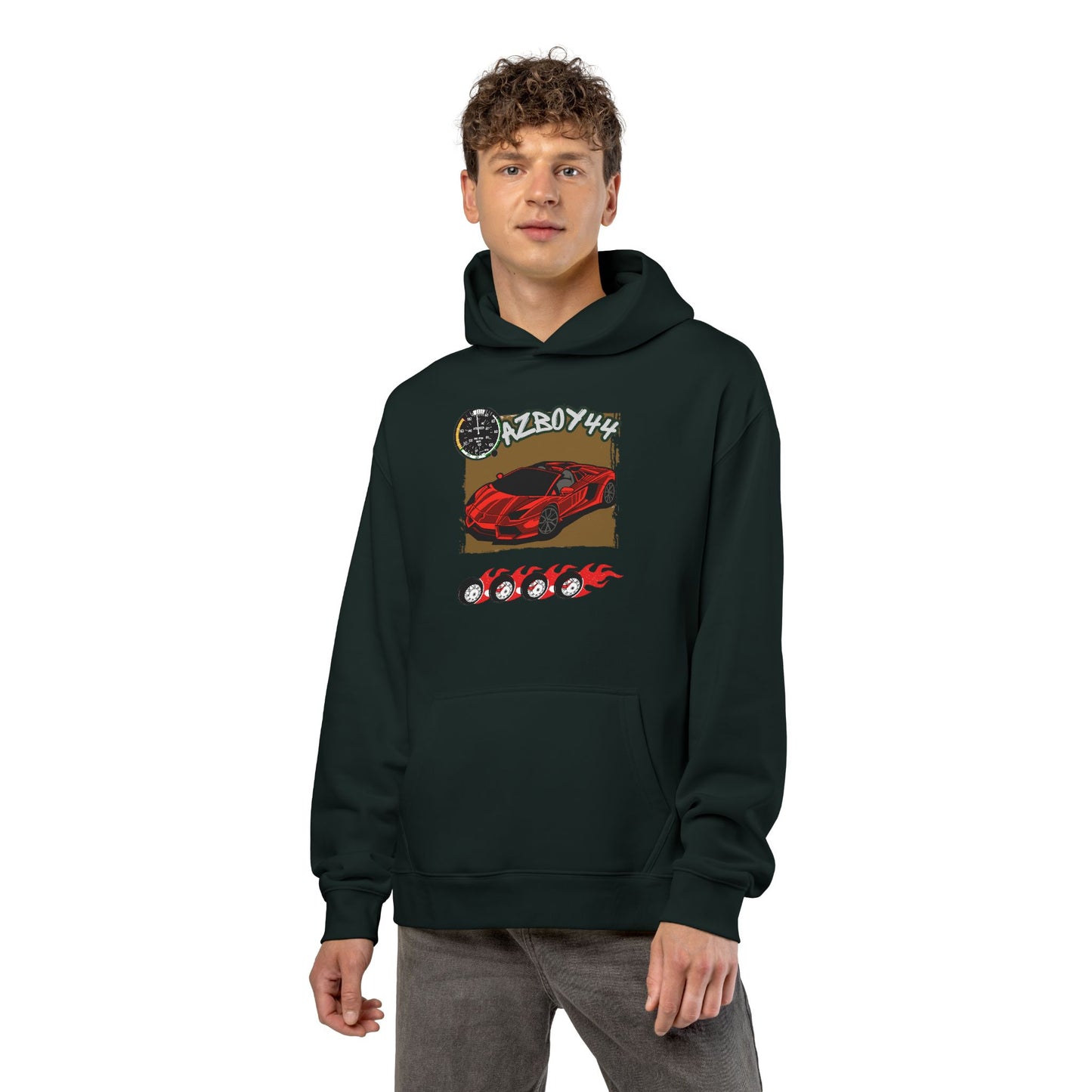 Racing Car Graphic Hoodie — Retro Red Sports Car Design