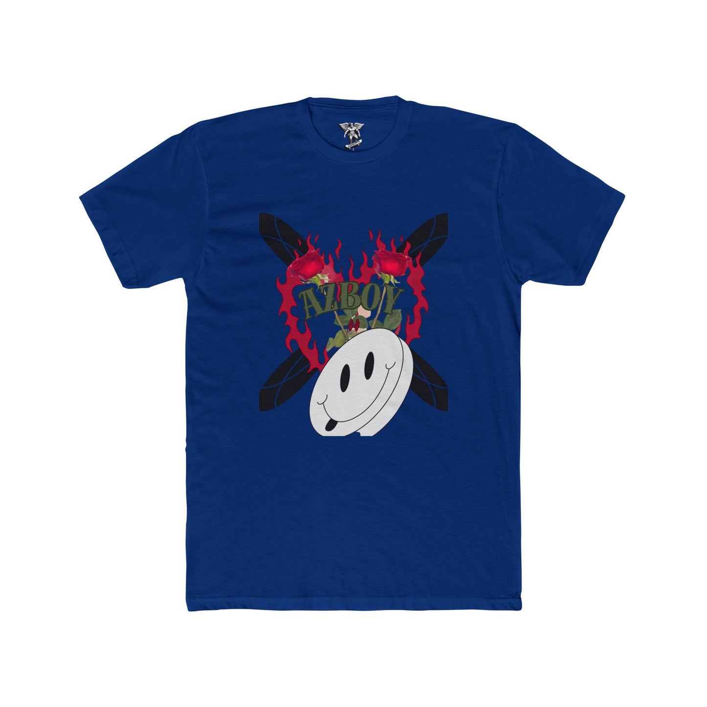 Flame Heart Happy Face Cotton Tee — Bold Graphic Unisex Crew Shirt