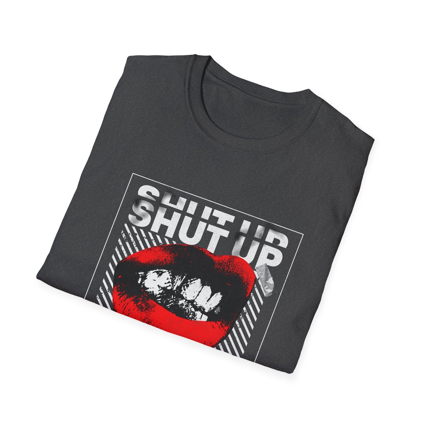 Retro Pop Art 'Shut Up & Be Quiet' T-Shirt - Red Lips Graphic Tee