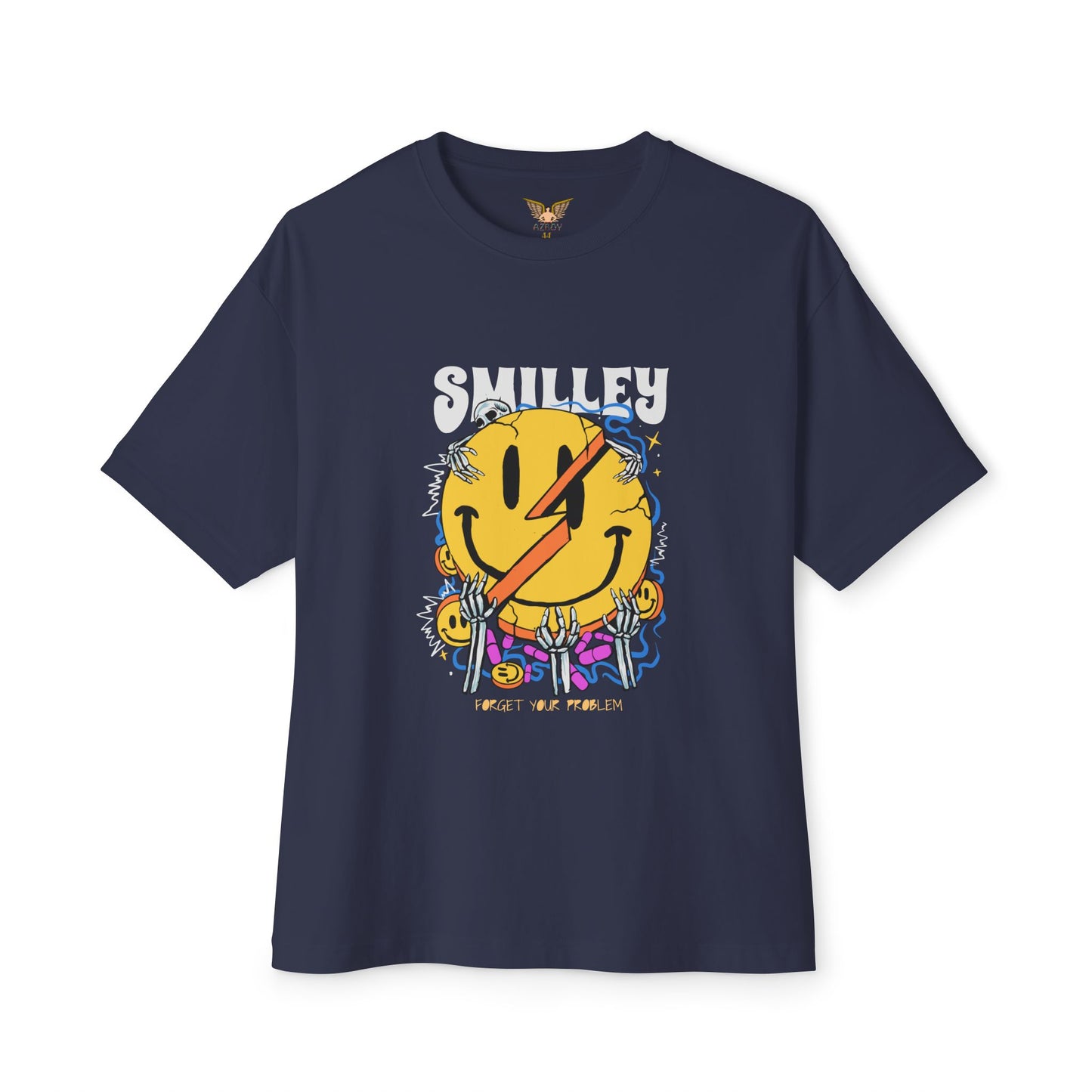 Smiley Graphic Oversized Tee - Casual Streetwear Unisex T-Shirt