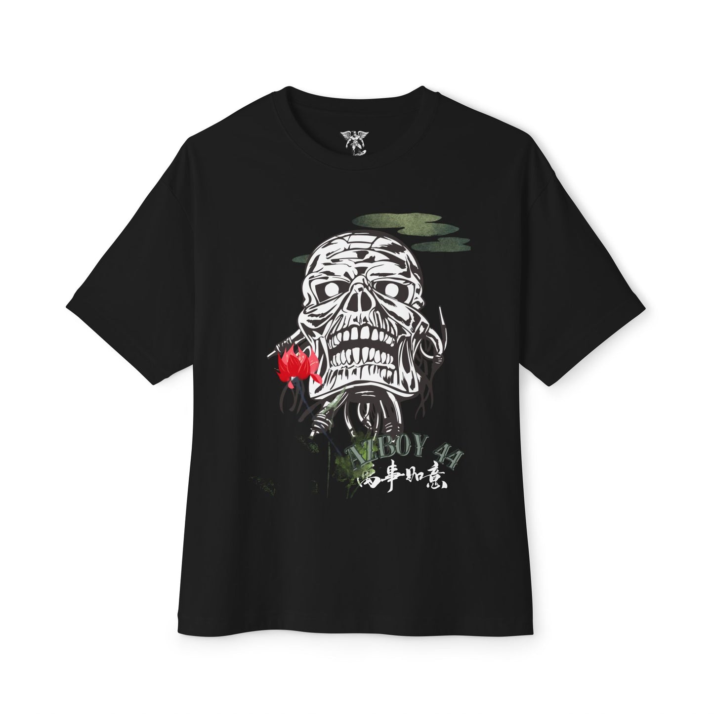 Edgy Skull & Lotus Oversized Boxy Tee