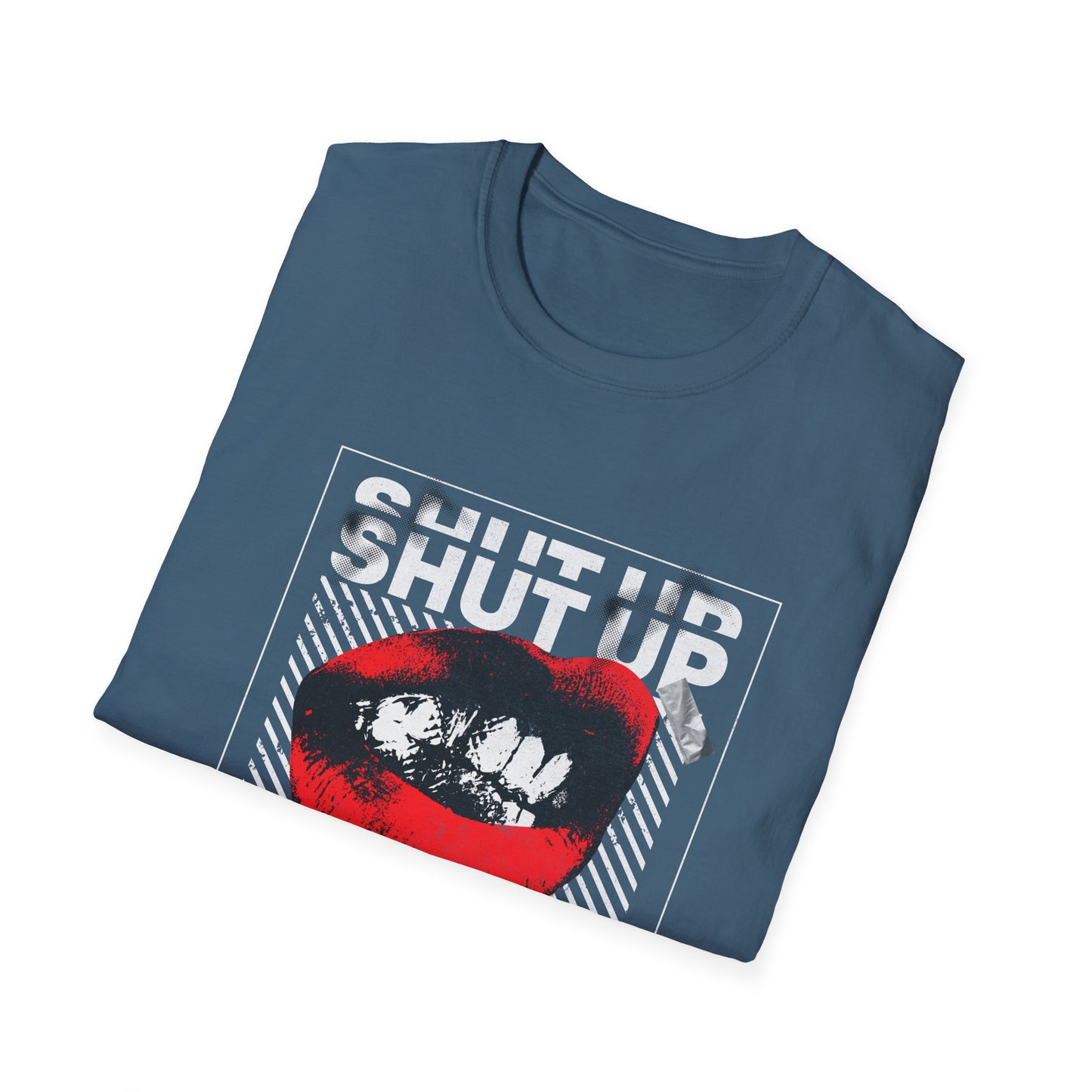 Retro Pop Art 'Shut Up & Be Quiet' T-Shirt - Red Lips Graphic Tee