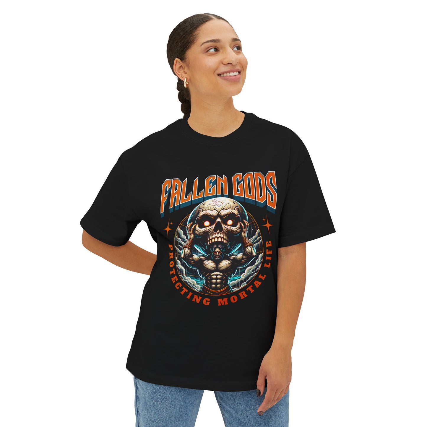 Fallen Gods Graphic Tee — Unisex Streetwear Oversized Boxy Shirt