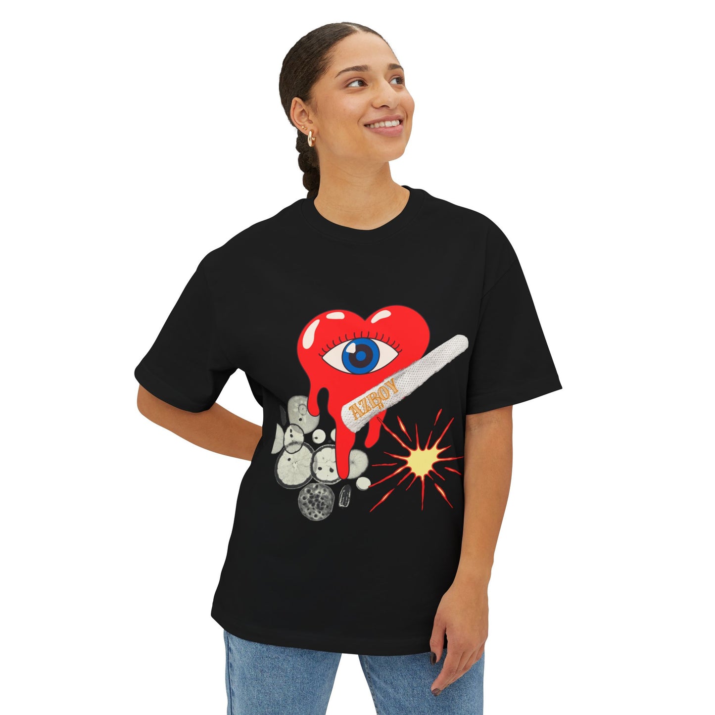 Oversized Tee Red Heart Eyes AZBOY44 Design