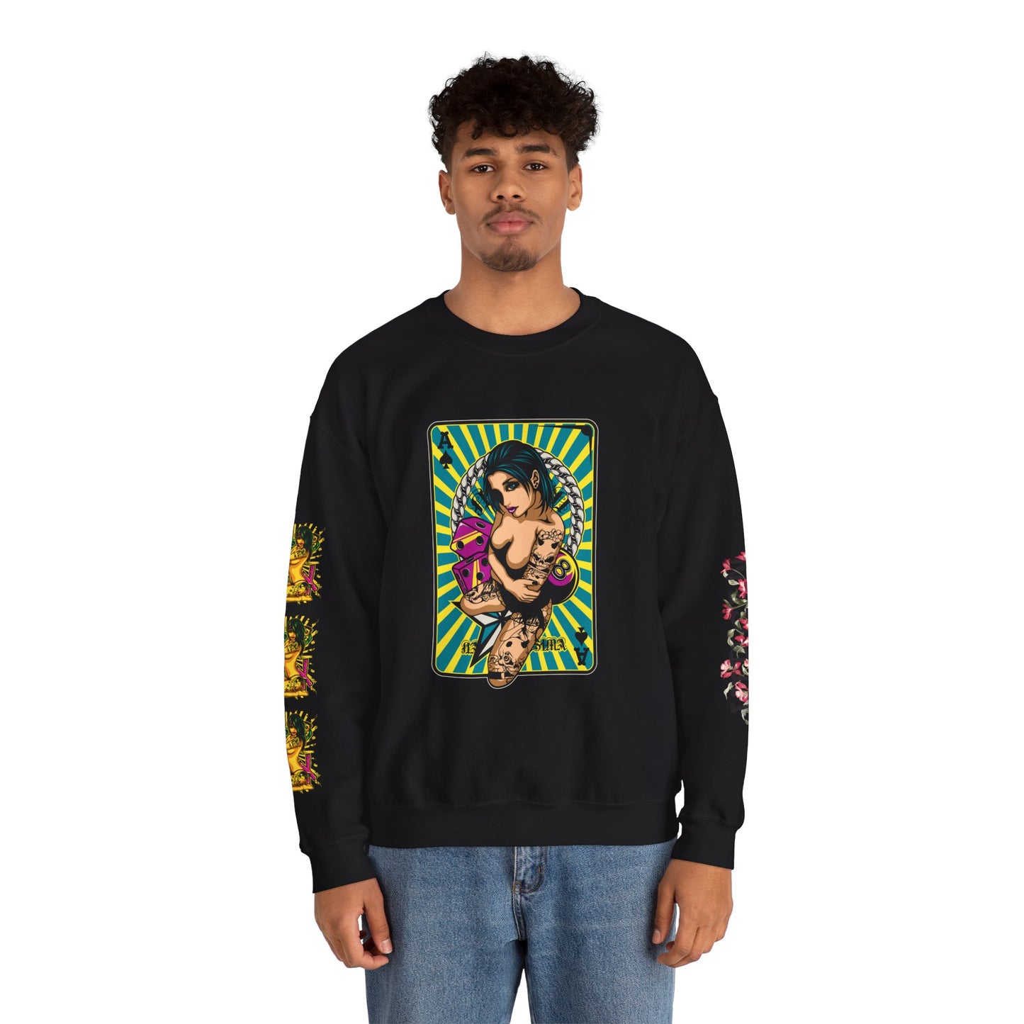Vintage Tattoo Art Crewneck Sweatshirt - Retro Graphic Design for Art Lovers