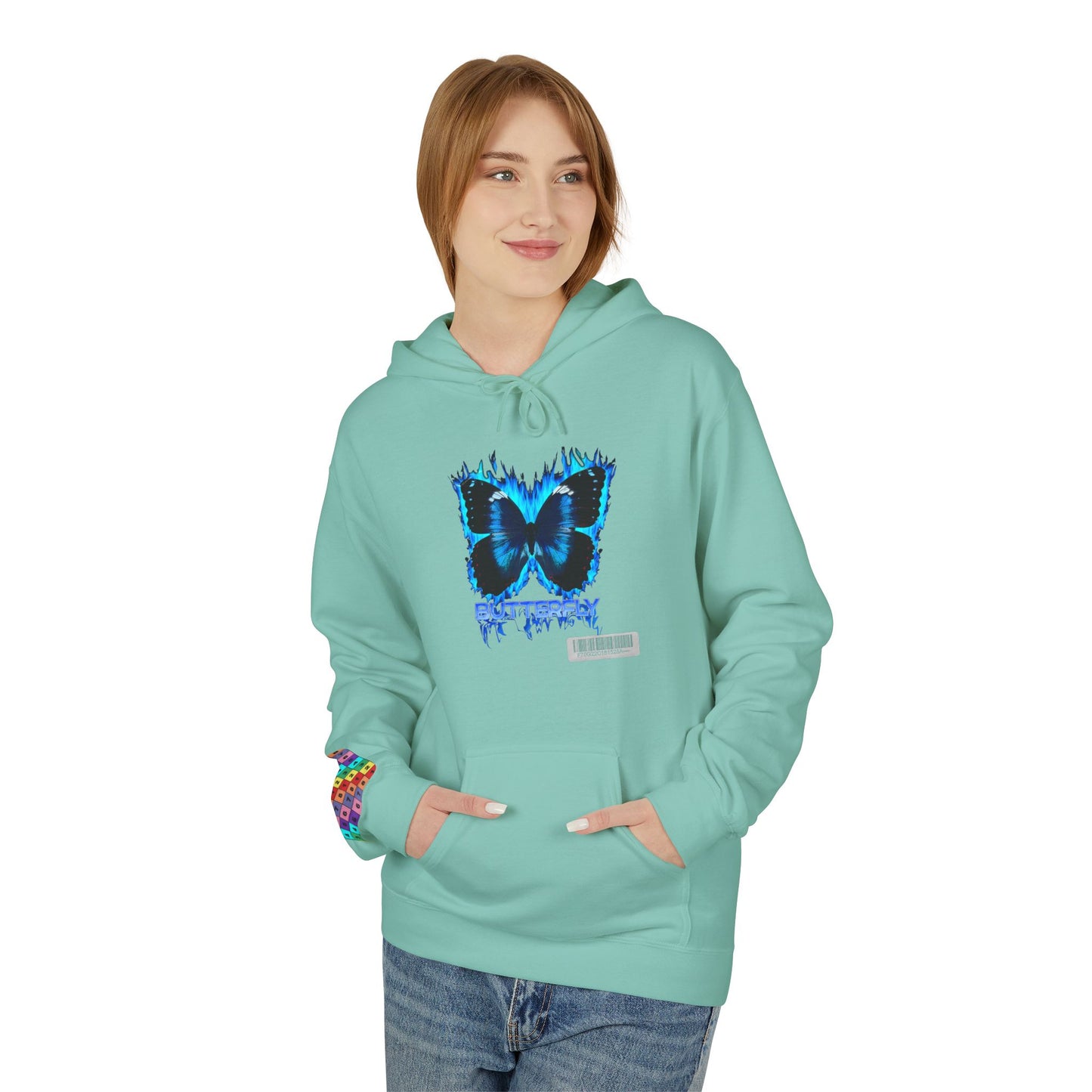 Butterfly Blue Artsy Fleece Hoodie