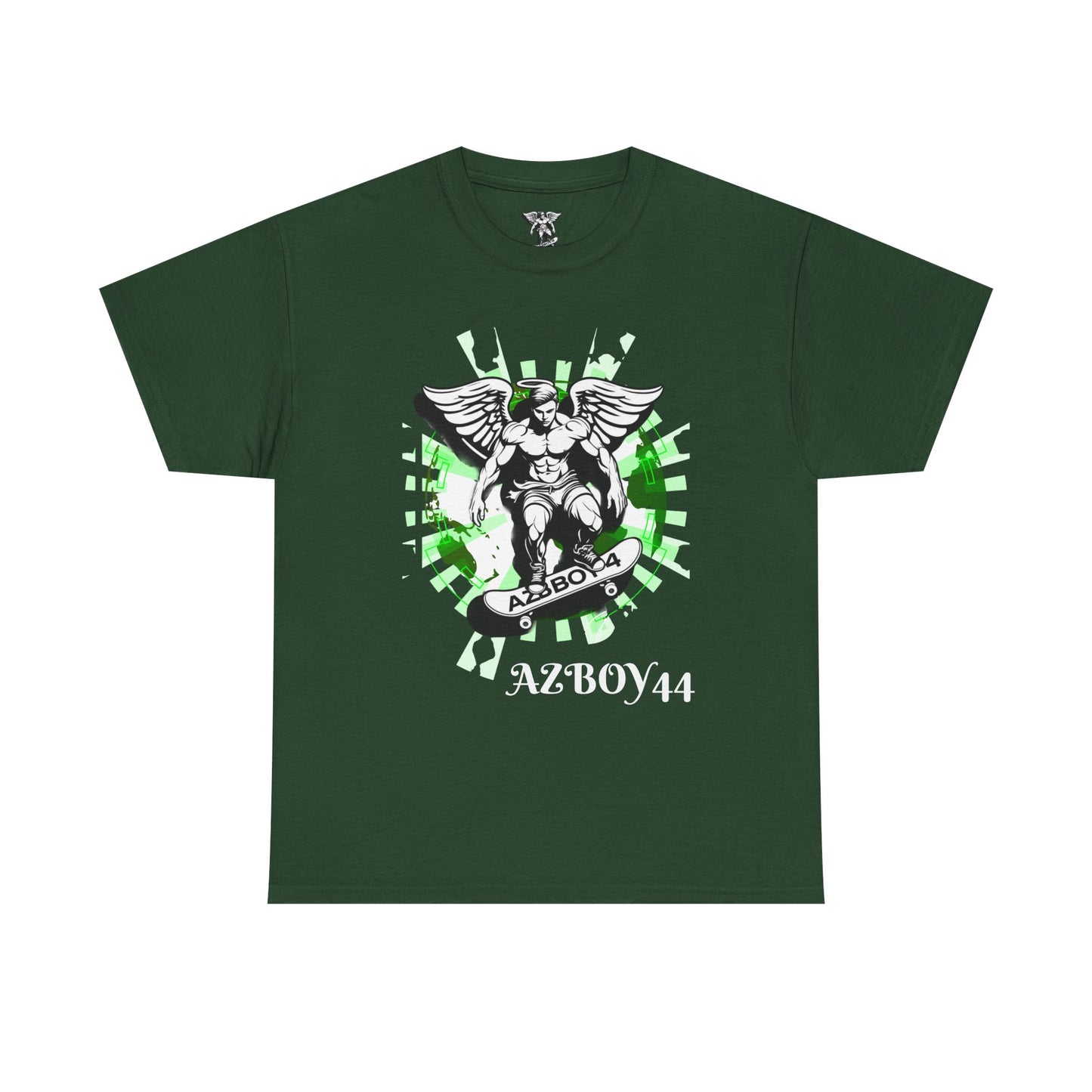 Angel Skateboard Tee — Green Grunge Winged Rider