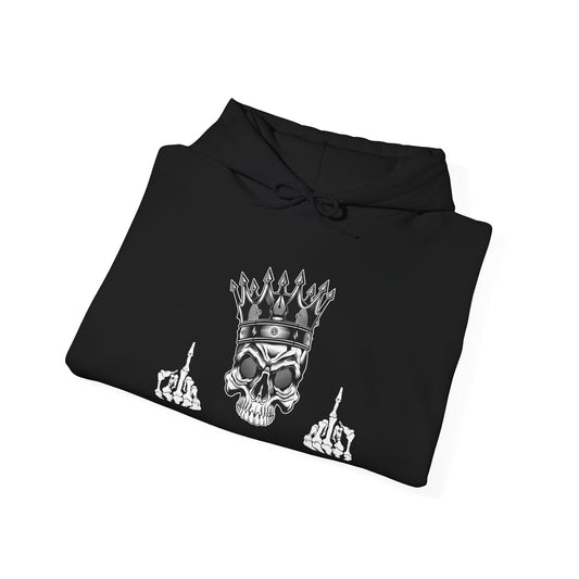 Edgy KING Skull Hoodie - Unisex Heavy Blend Sweatshirt for Statement Style, Streetwear, Festival Fashion