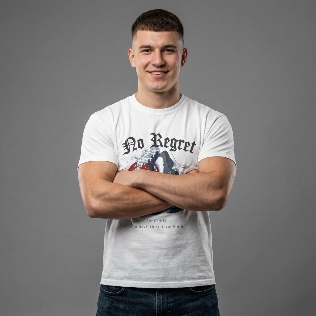 No Regret Whale Heart Tee — Nautical Tattoo-Style Whale T-Shirt