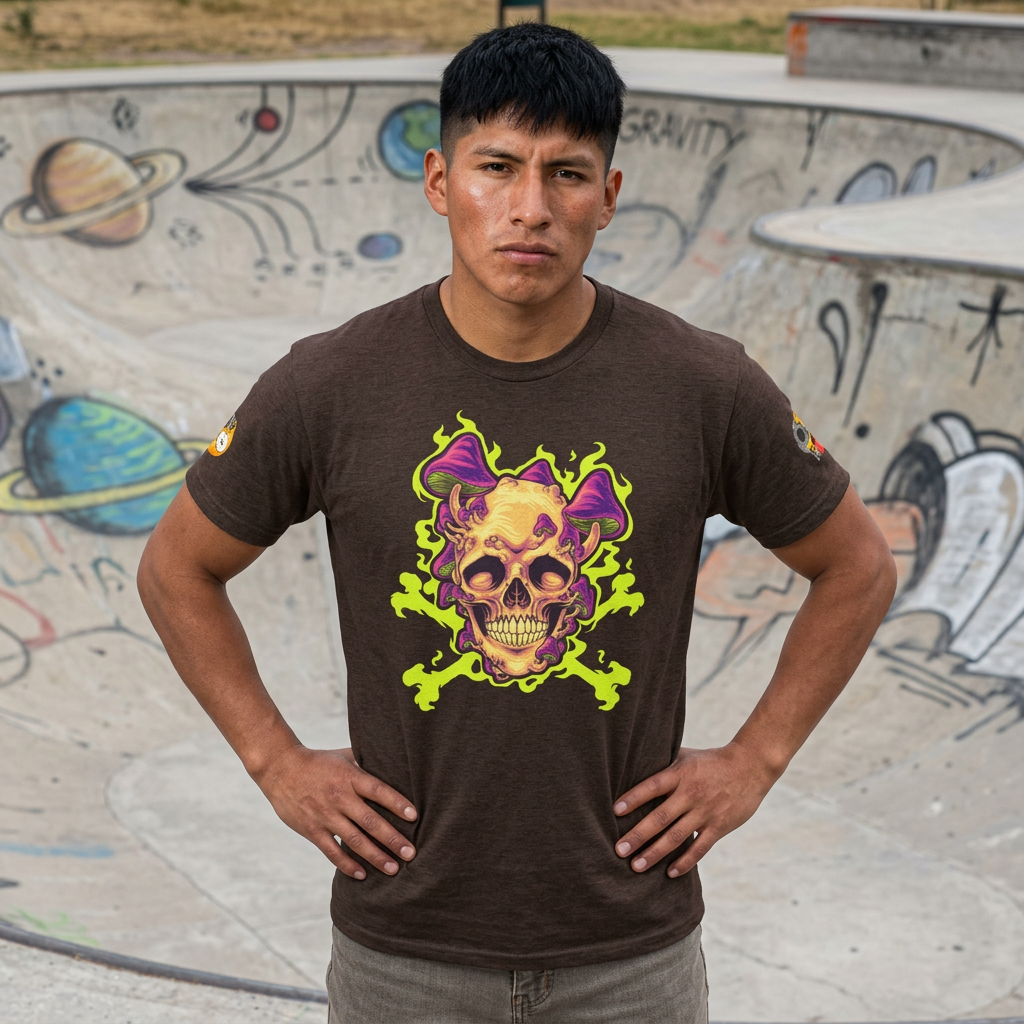 Neon Flame Skull & Crossbones Tee