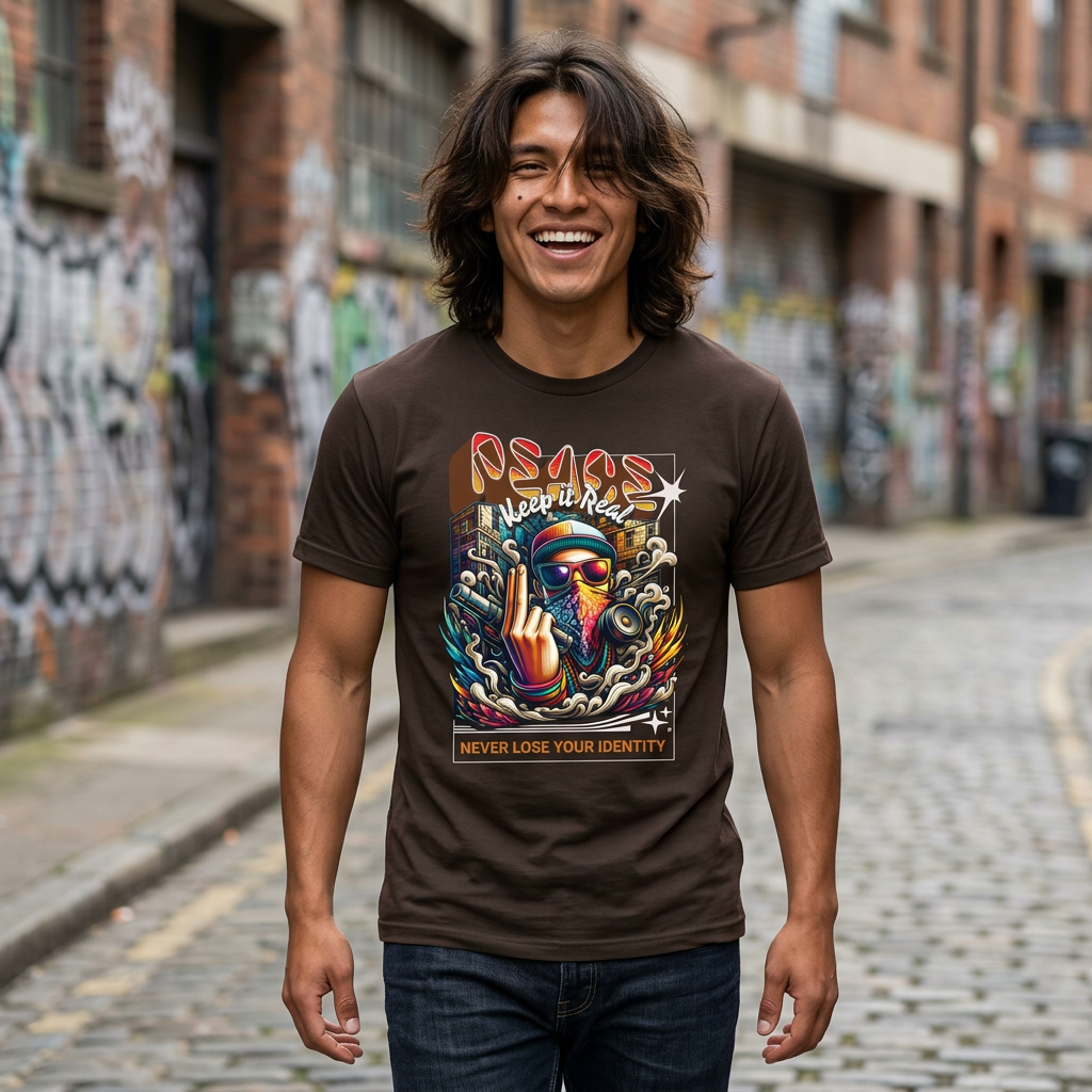 T-Shirt - "Never Lose Your Identity" Psychedelic Skull Graphic Tee