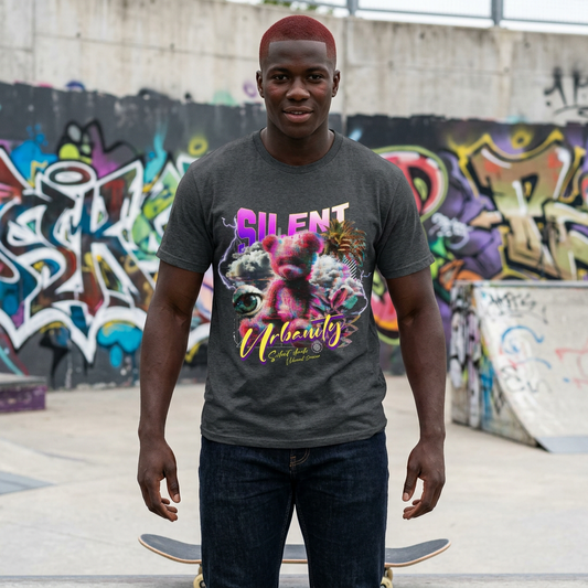 Neon Vintage 'Silent Beauty' Cat T-Shirt — Retro Neon Cat Face Tee
